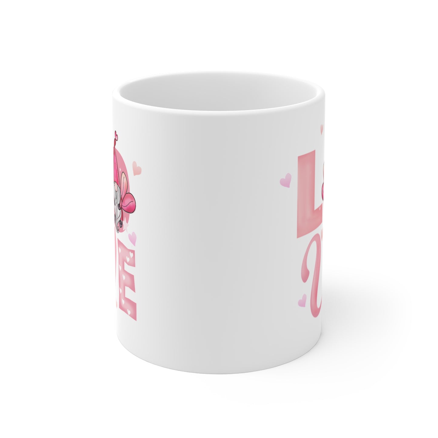 Love Gnome Mug — Cute Pink Valentine Coffee Cup (11 oz)