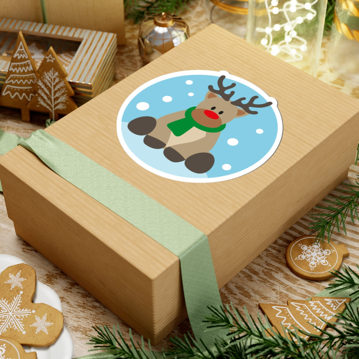 Reindeer Holiday Kiss-Cut Sticker — Cute Christmas Laptop Decal
