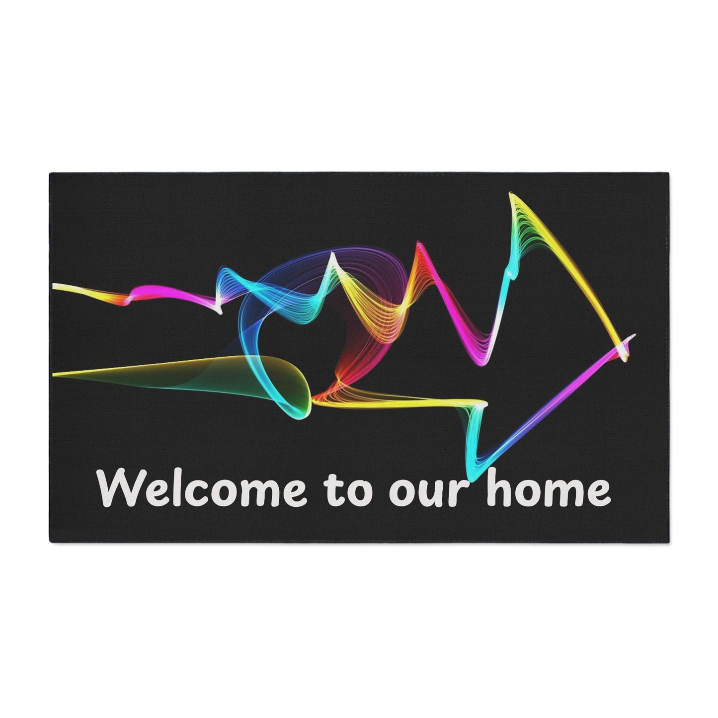 Welcome to Our Home Floor Mat — Colorful Wave Entrance Rug