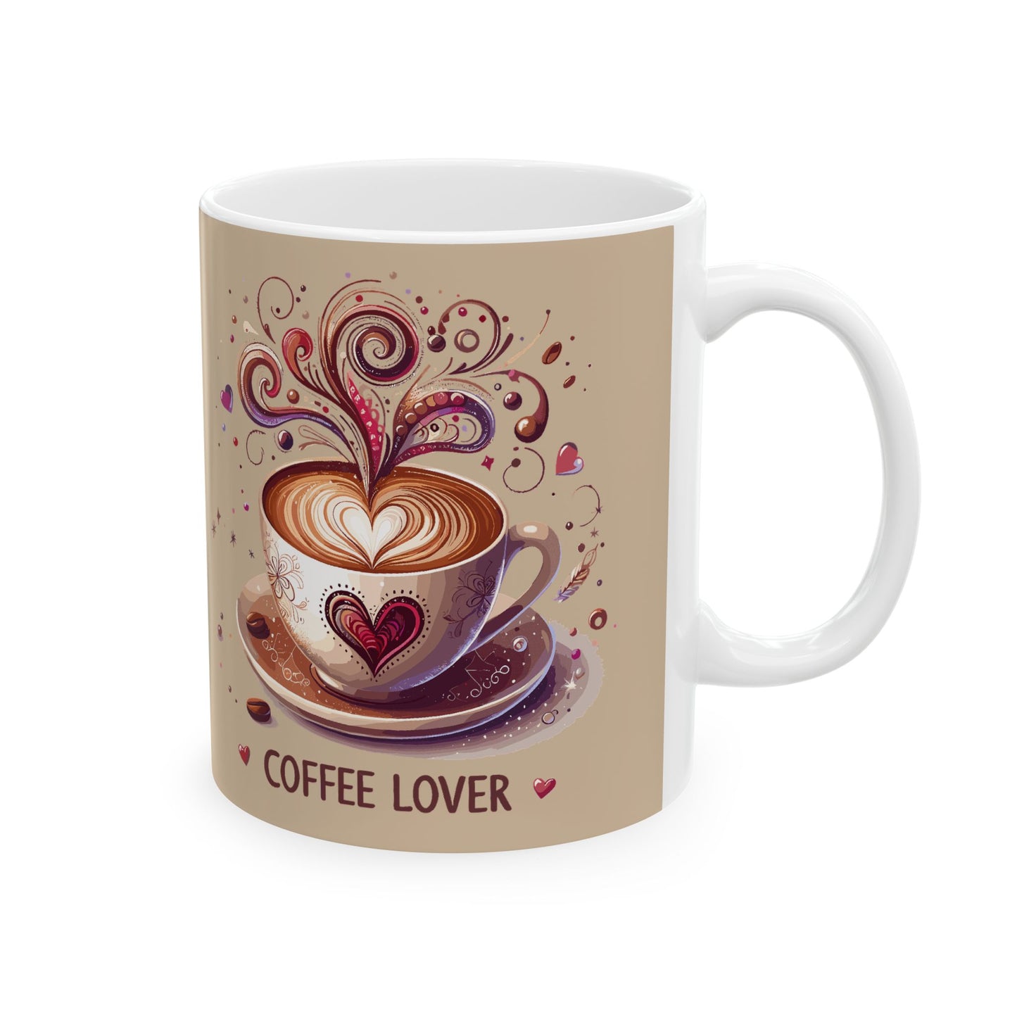 Coffee Lover Ceramic Mug — Cute Whimsical Coffee Art (11oz & 15oz)
