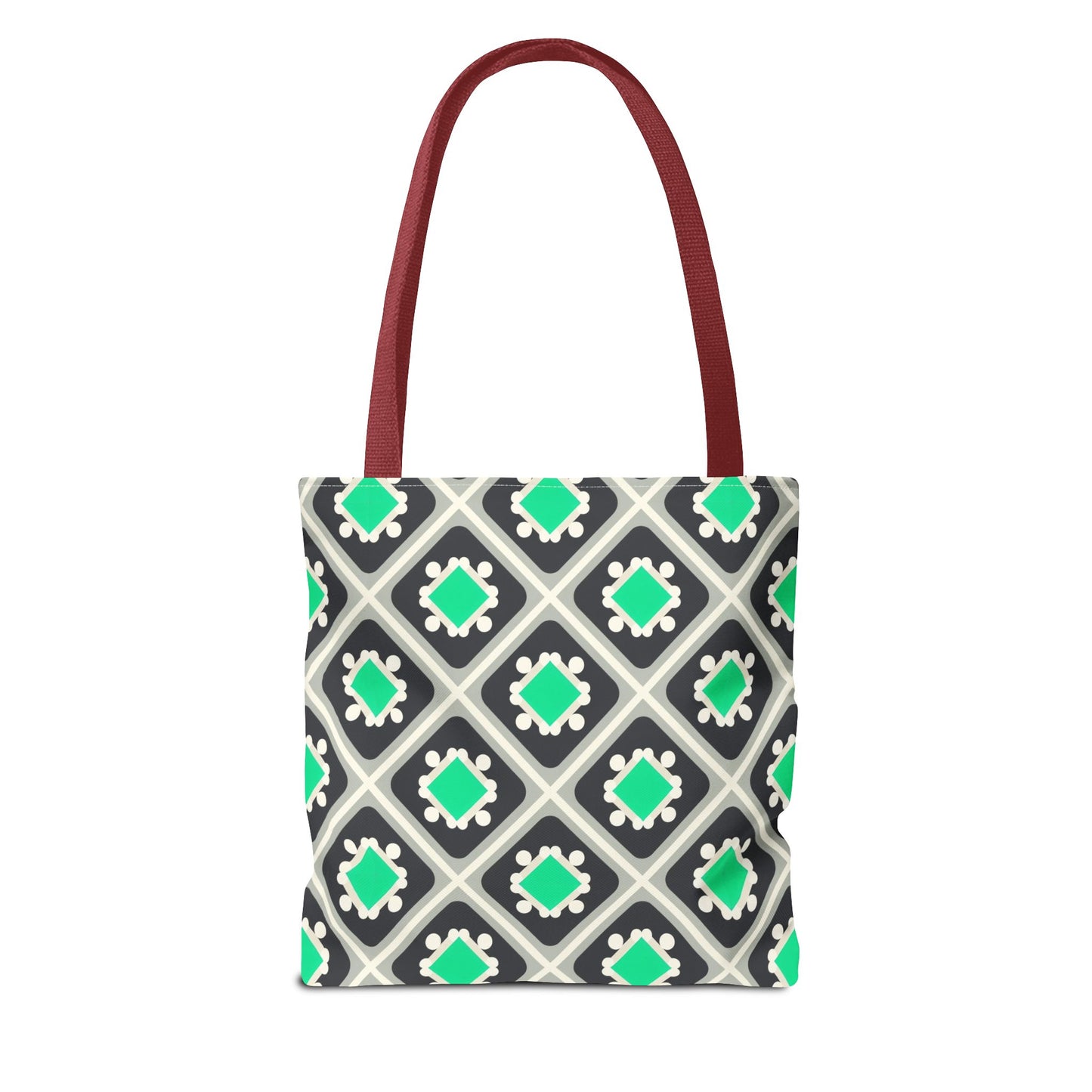 Geometric Mint Tile Tote Bag — Patterned All-Over-Print Shopper