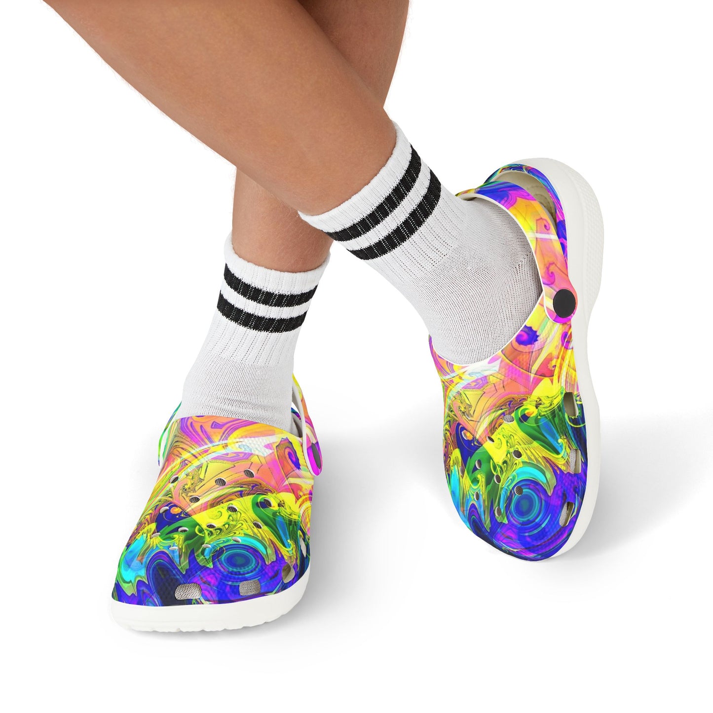 Kids Tie-Dye Swirl EVA Foam Clogs — Colorful Watercolor Slip-On Sandals