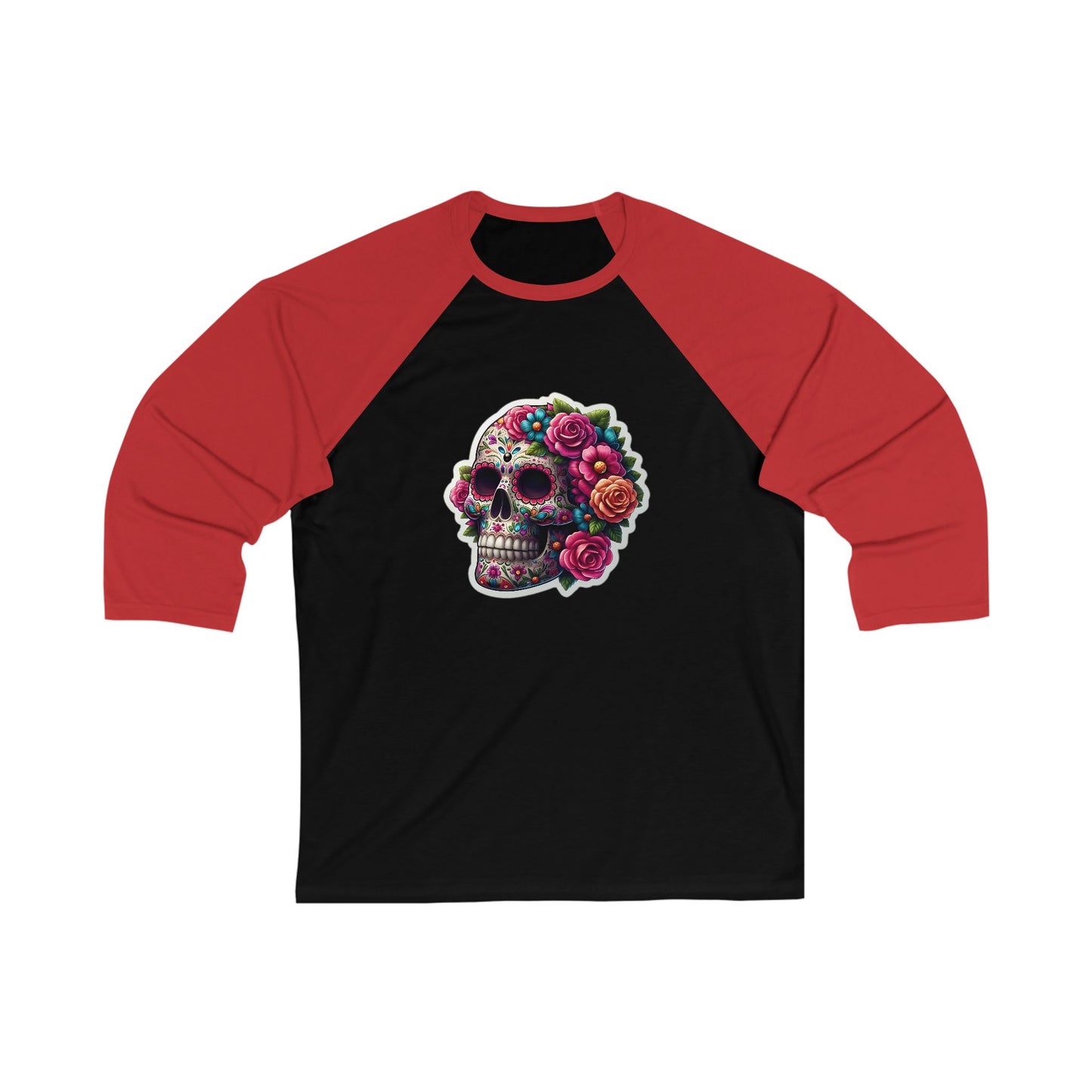 Sugar Skull Floral Baseball Tee