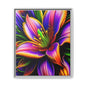Vibrant Neon Floral Matte Canvas Print — Framed Wall Art