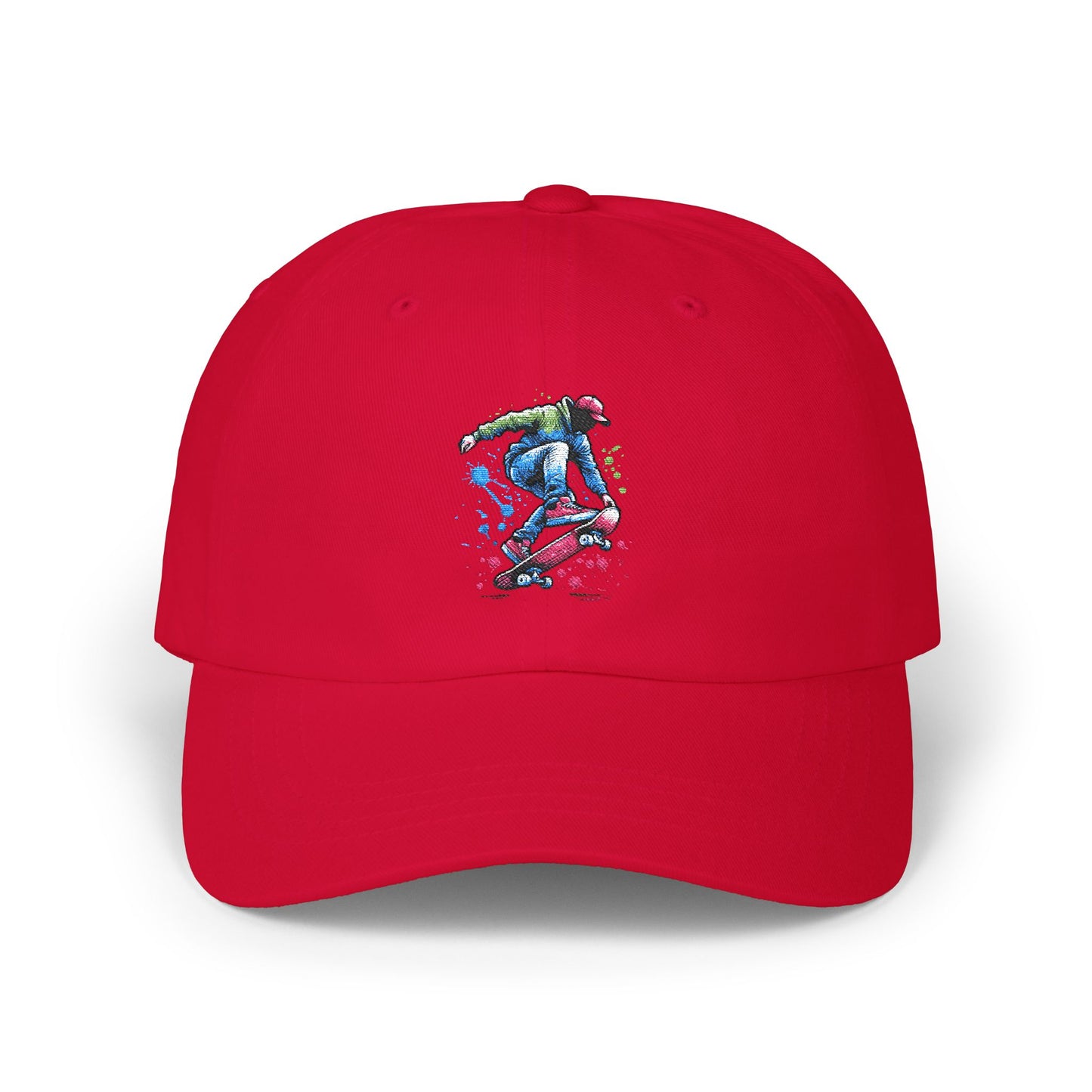 Skateboarder Art Dad Cap - Classic White Baseball Hat for Skate Enthusiasts