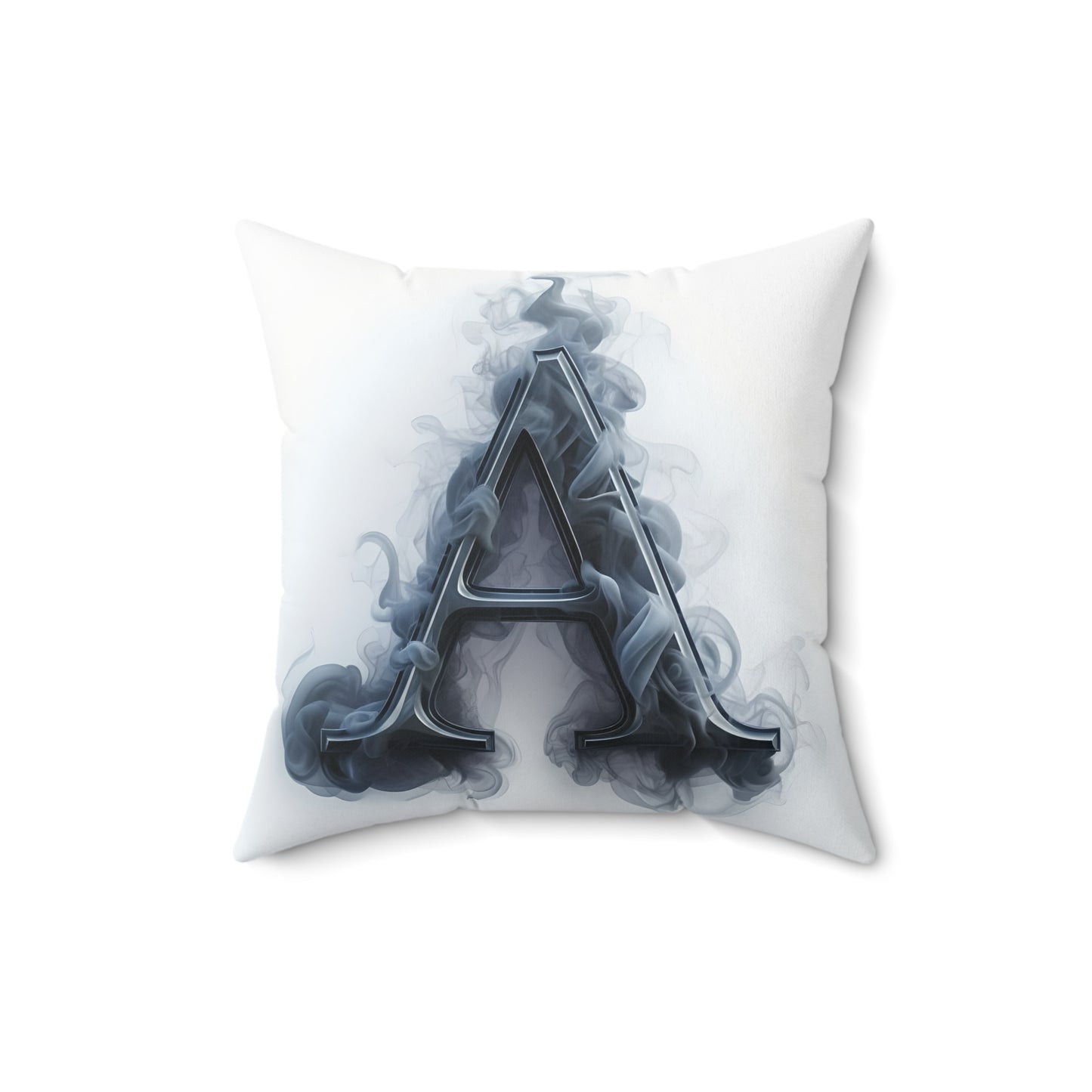 Smoky Gothic Letter 'A' Decorative Pillow — Monogram Accent Cushion
