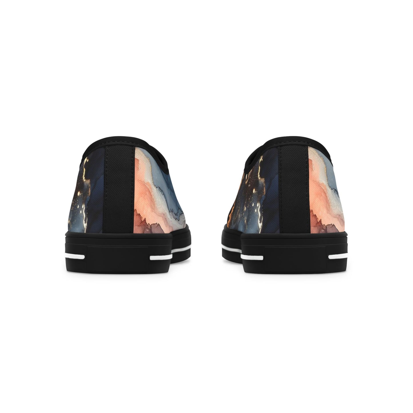 Abstract Marble-Print Low Top Sneakers — Women's Artistic Casual Shoes