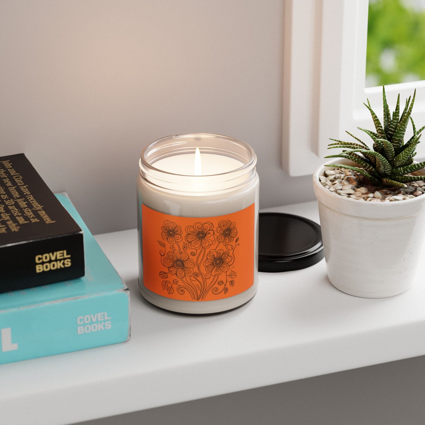 Floral Amber Soy Candle — 9oz Scented Jar (Hand-Poured, Cozy Autumn Vibe)
