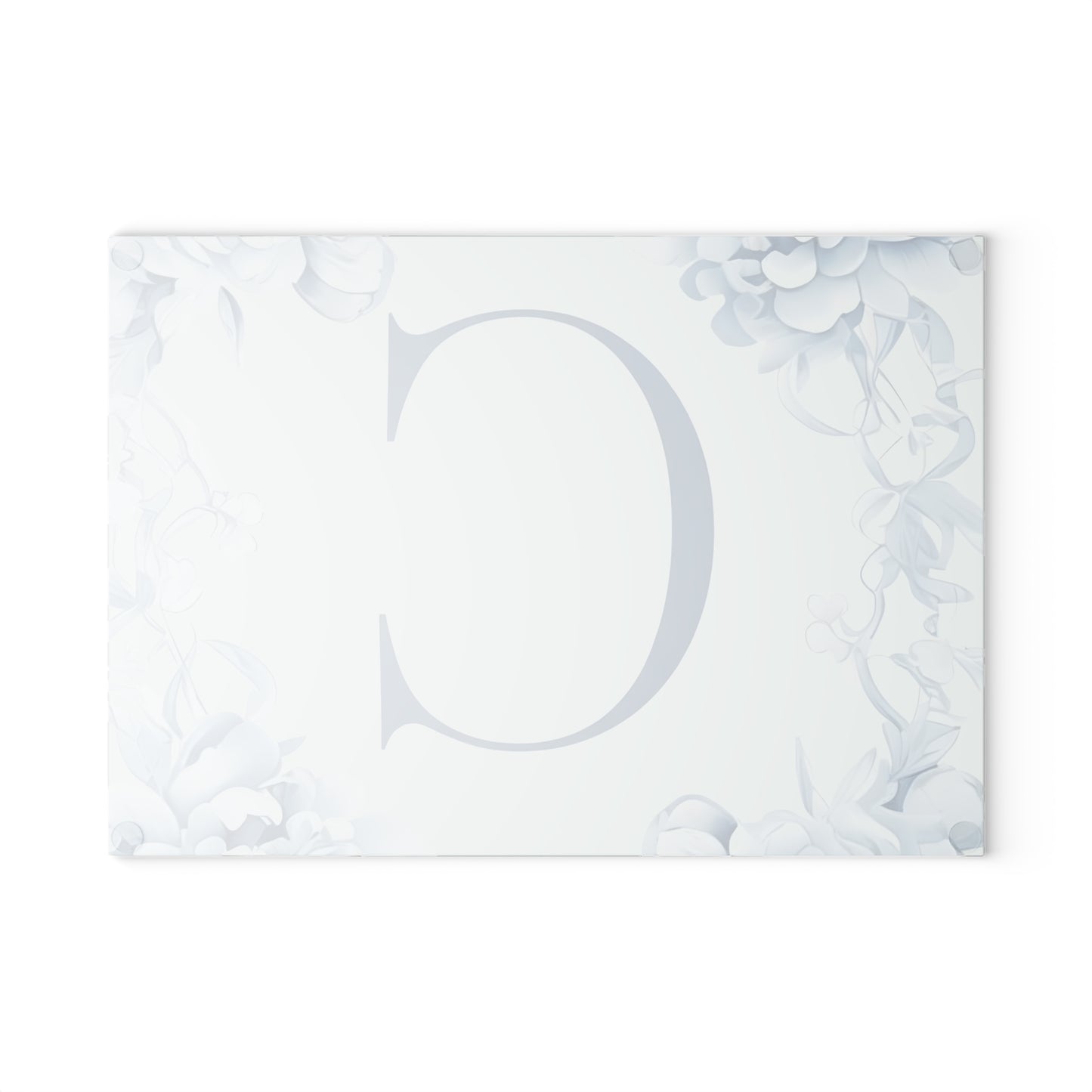Elegant Floral Monogram Glass Cutting Board, Personalized Kitchen Decor, Wedding Gift, Housewarming Gift, Cooking Essentials, Unique Gift