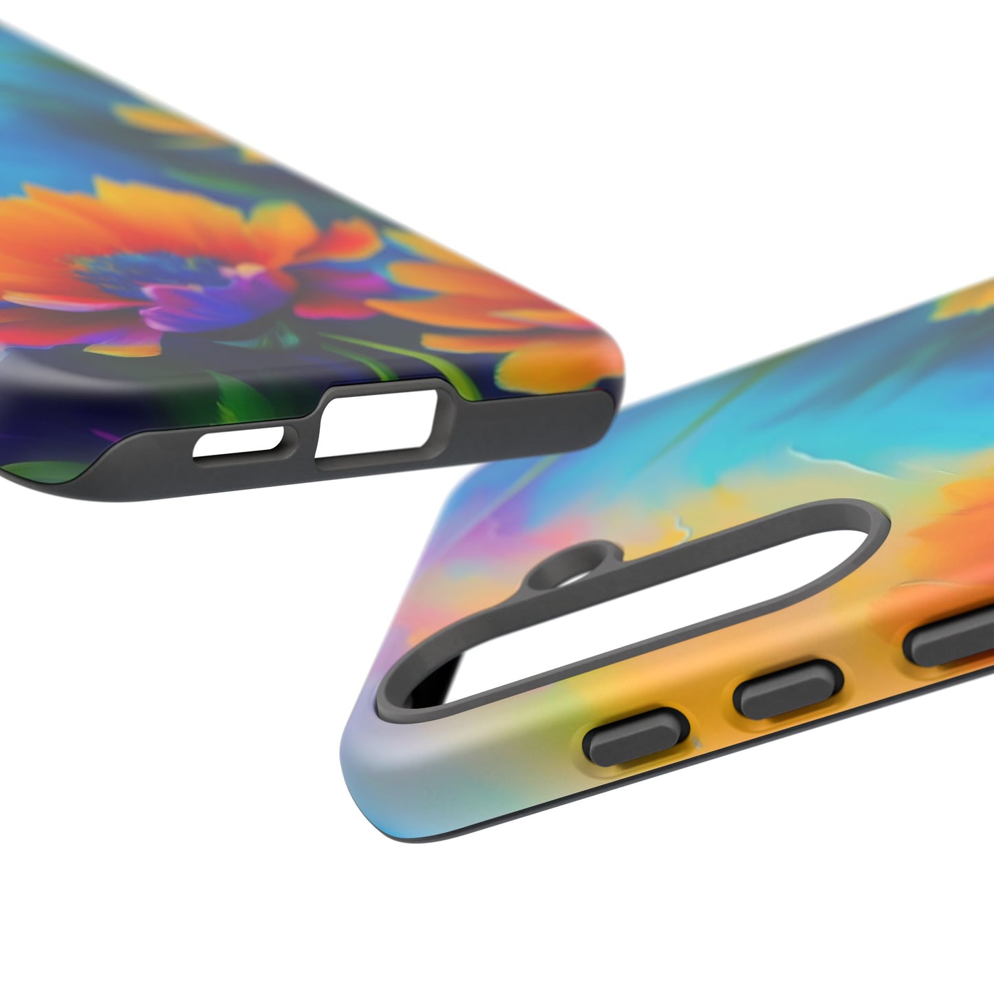 Floral Burst Tough Phone Case — Vibrant Watercolor Flowers Protective Cover