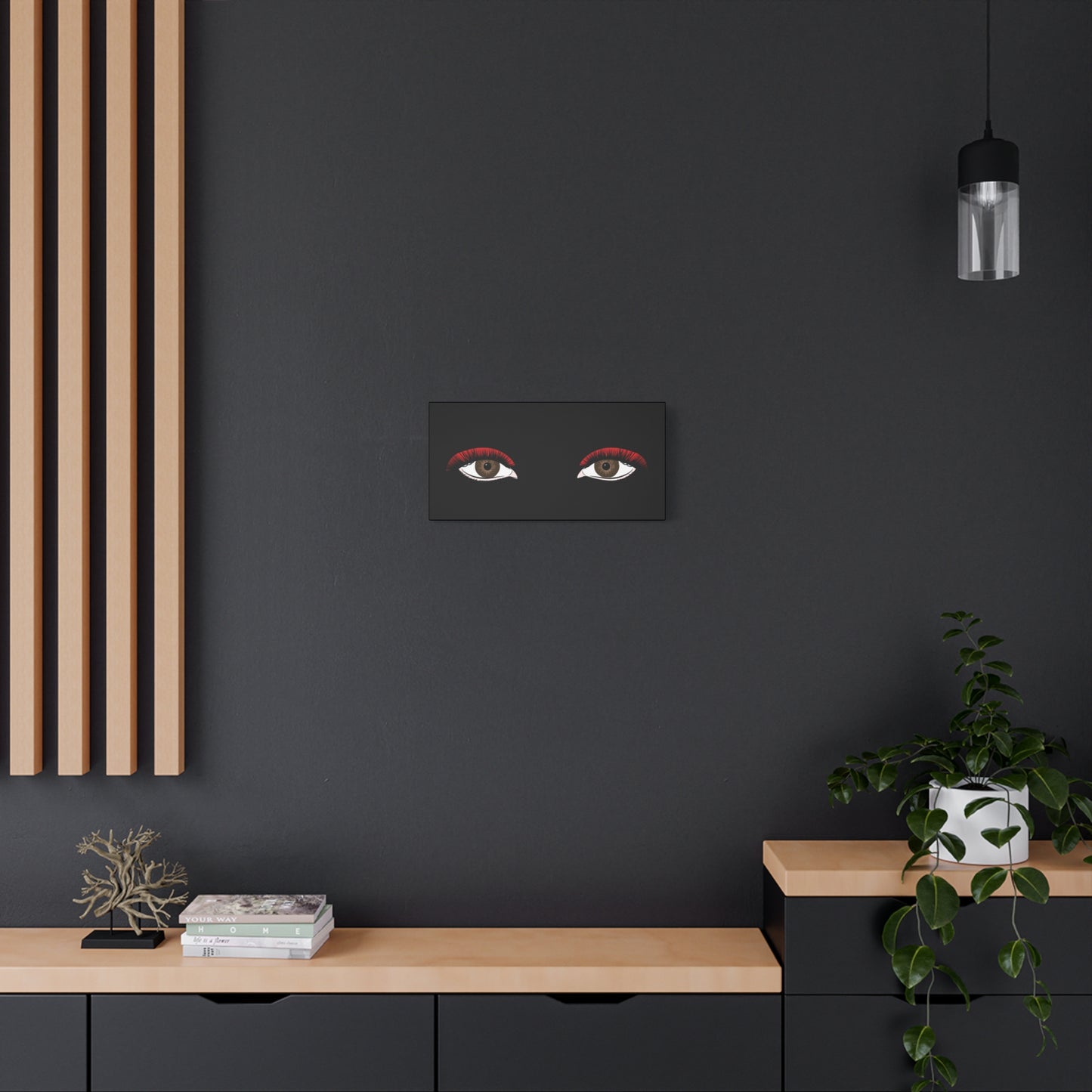 Red Lashes Wall Art Canvas — Glam Eyes Makeup Decor