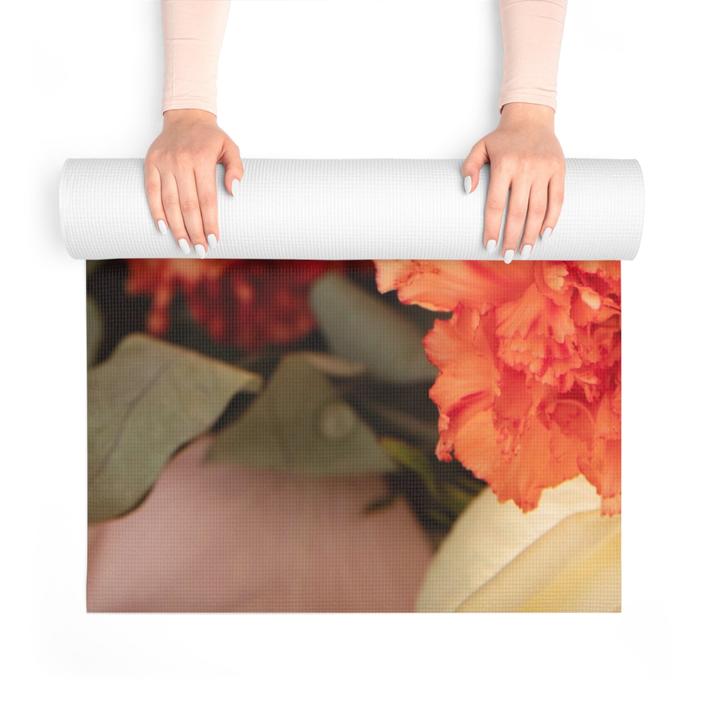 Floral Foam Yoga Mat — Pink Rose & Carnation Print Yoga Mat