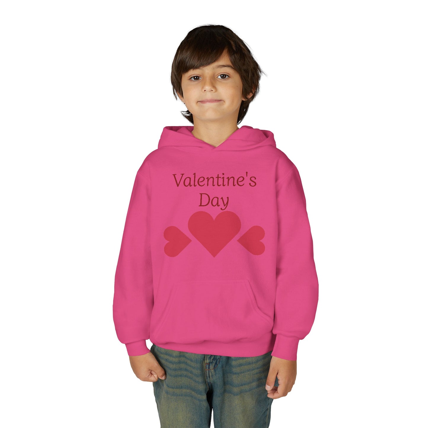 Valentine's Day Kids Hoodie - Pink Heart Trio Youth Sweatshirt