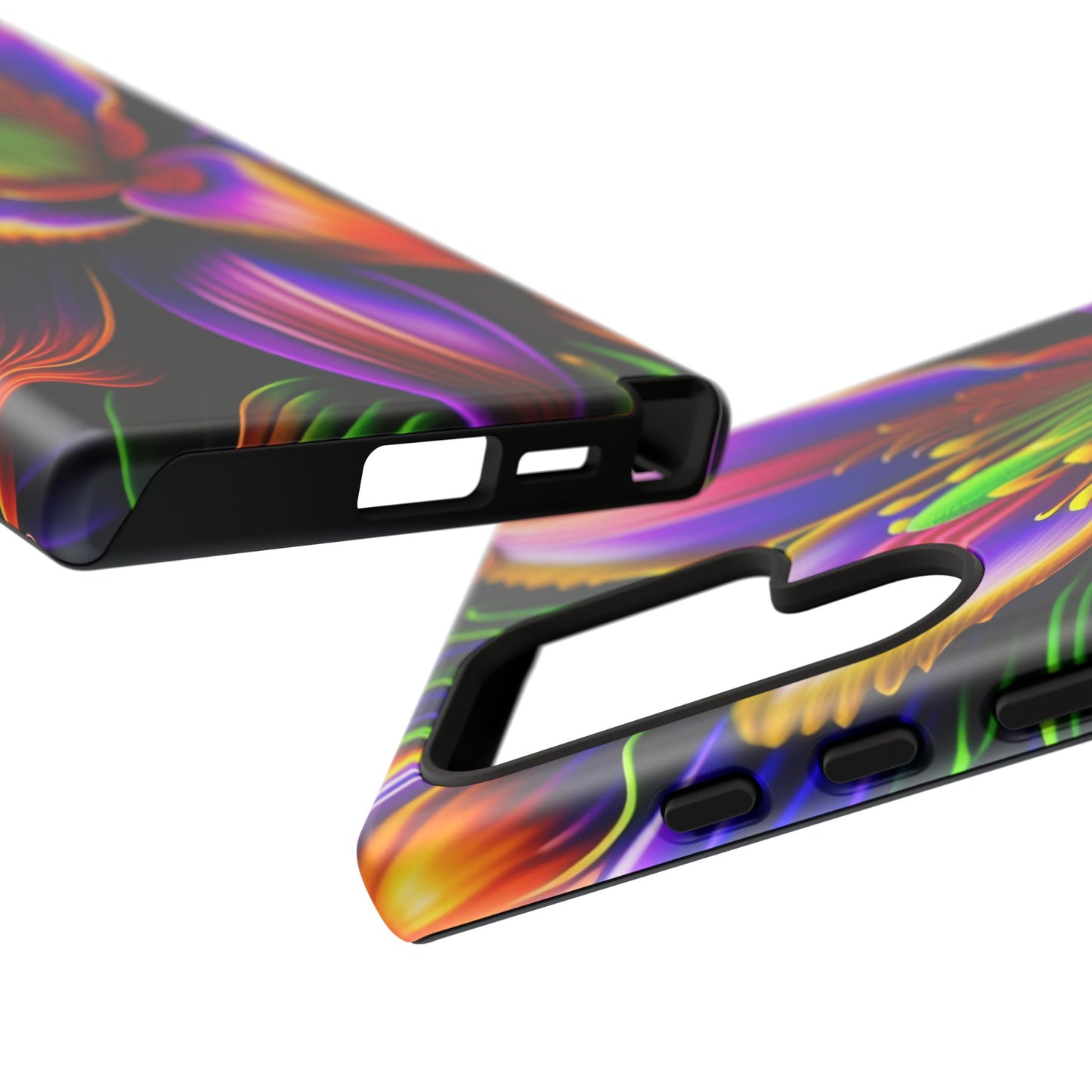 Floral Neon Tough Phone Case — Vivid Purple & Orange Lily Protective Cover