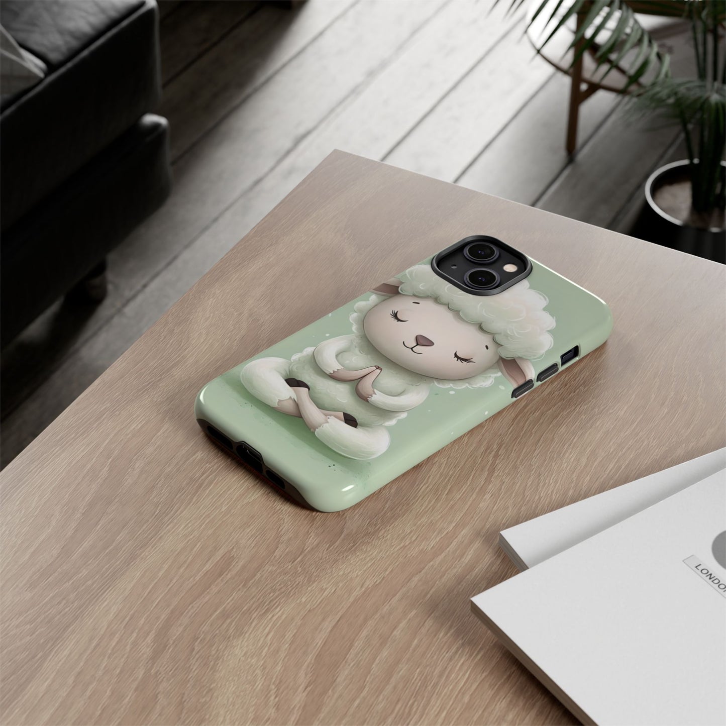 Meditating Lamb Phone Case — Cute Pastel Protective iPhone Cover