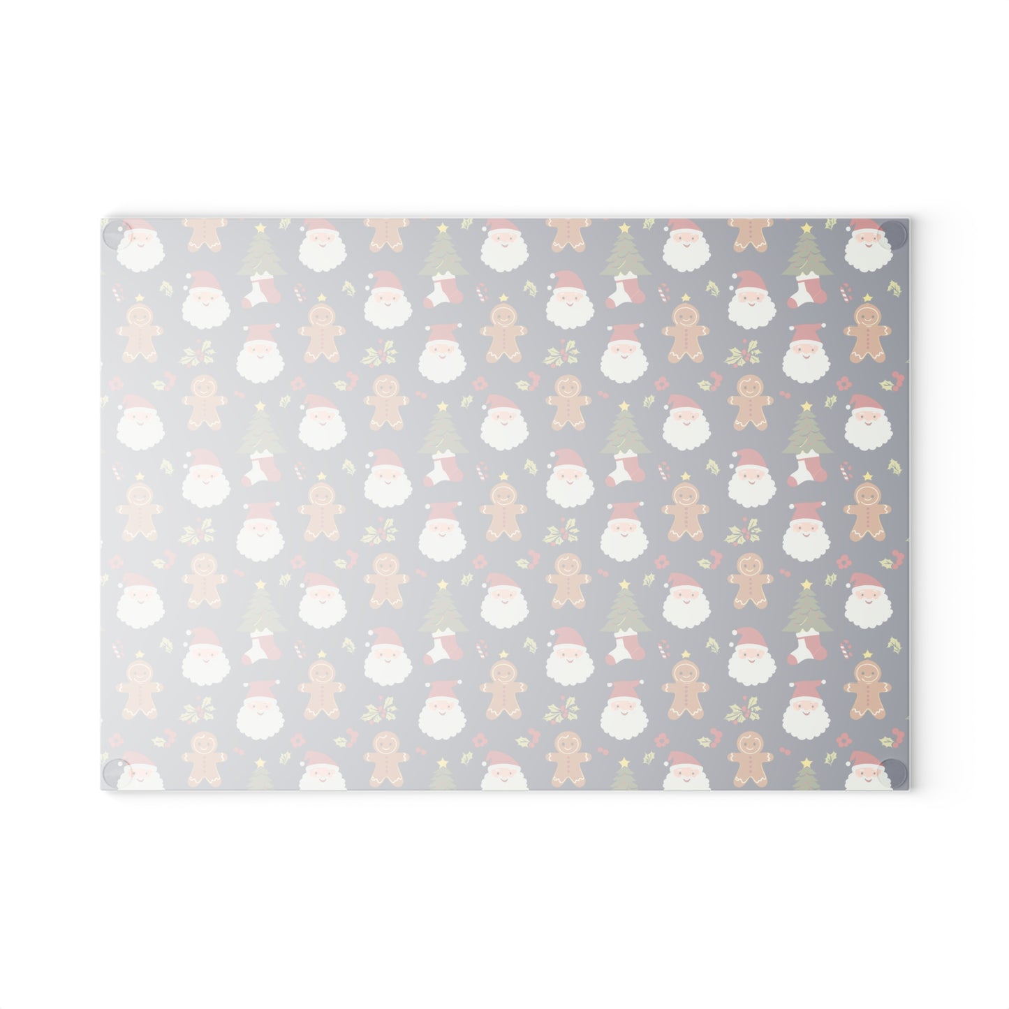 Christmas Santa & Gingerbread Glass Cutting Board – Festive Holiday Kitchen Decor
