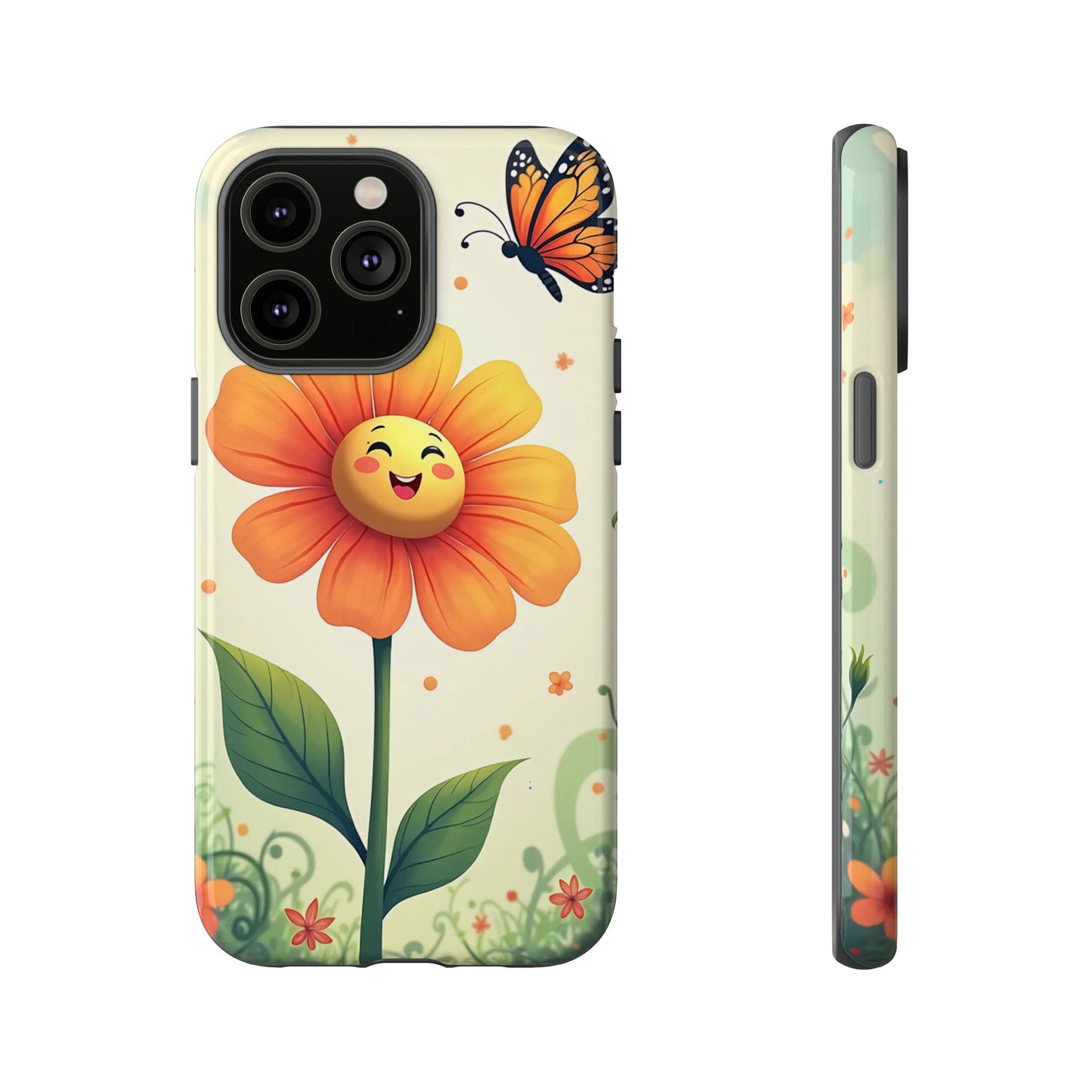 Floral Phone Case with Butterfly Design, Cute Flower Phone Cover for Nature Lovers, Eco-Friendly Gift, Spring Vibes, Birthday Present