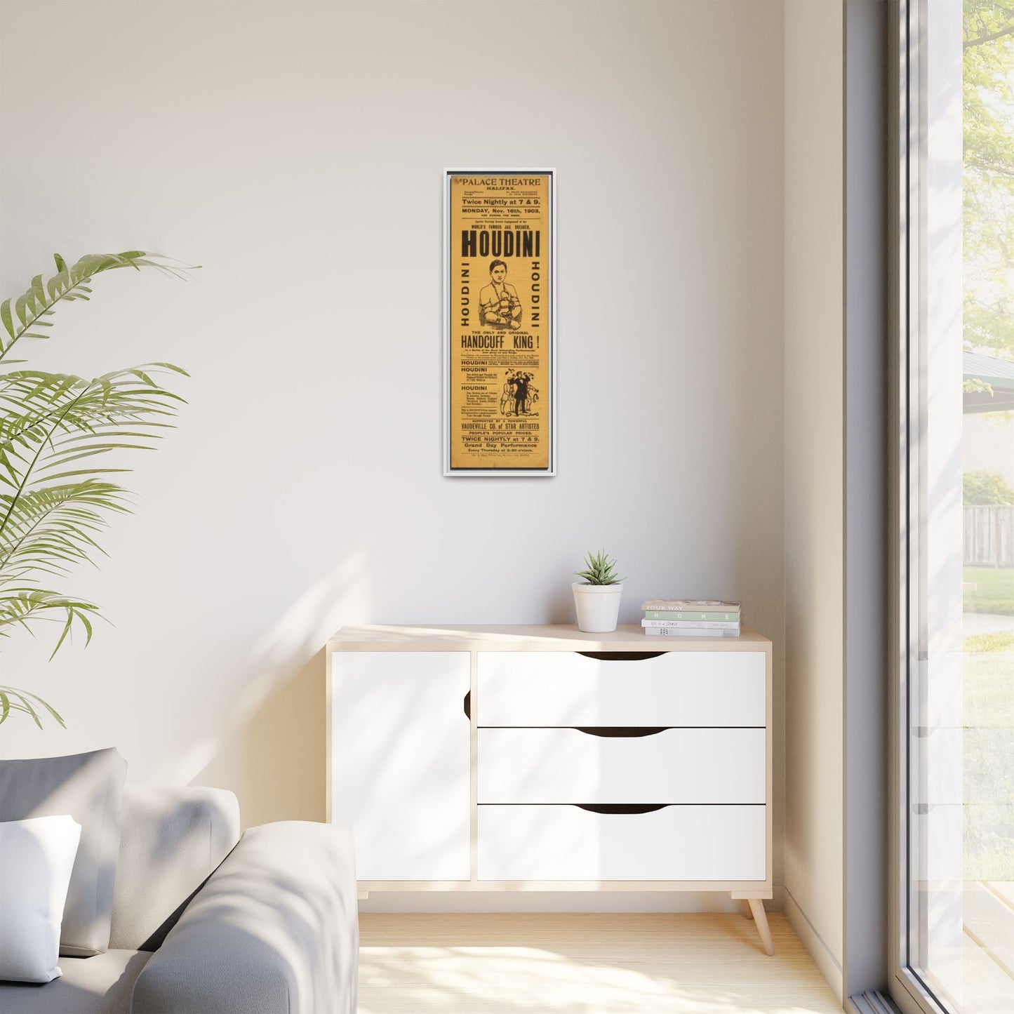 Houdini Vintage Poster Matte Canvas Print (Framed)