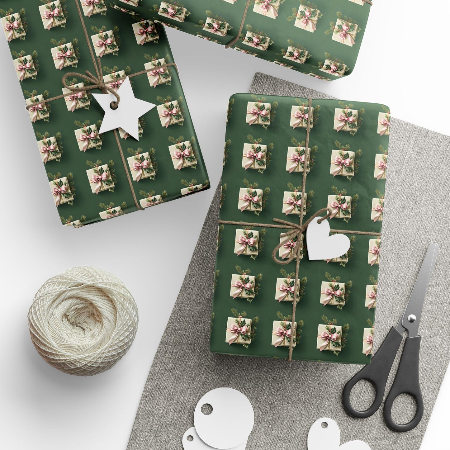 Holiday Floral Gift Wrap — Green Lily Pattern Wrapping Paper Roll