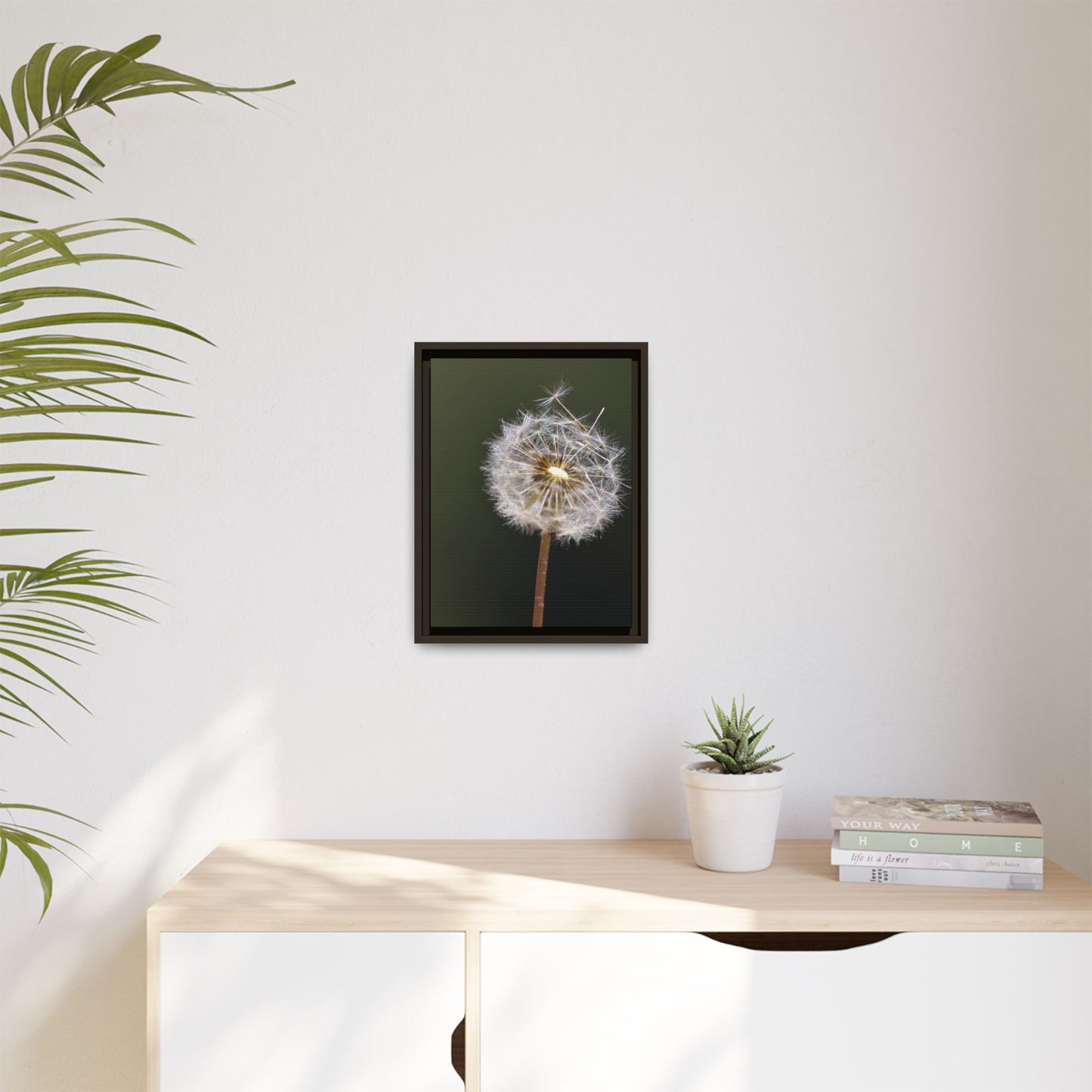 Framed Dandelion Canvas Print — Matte Botanical Wall Art