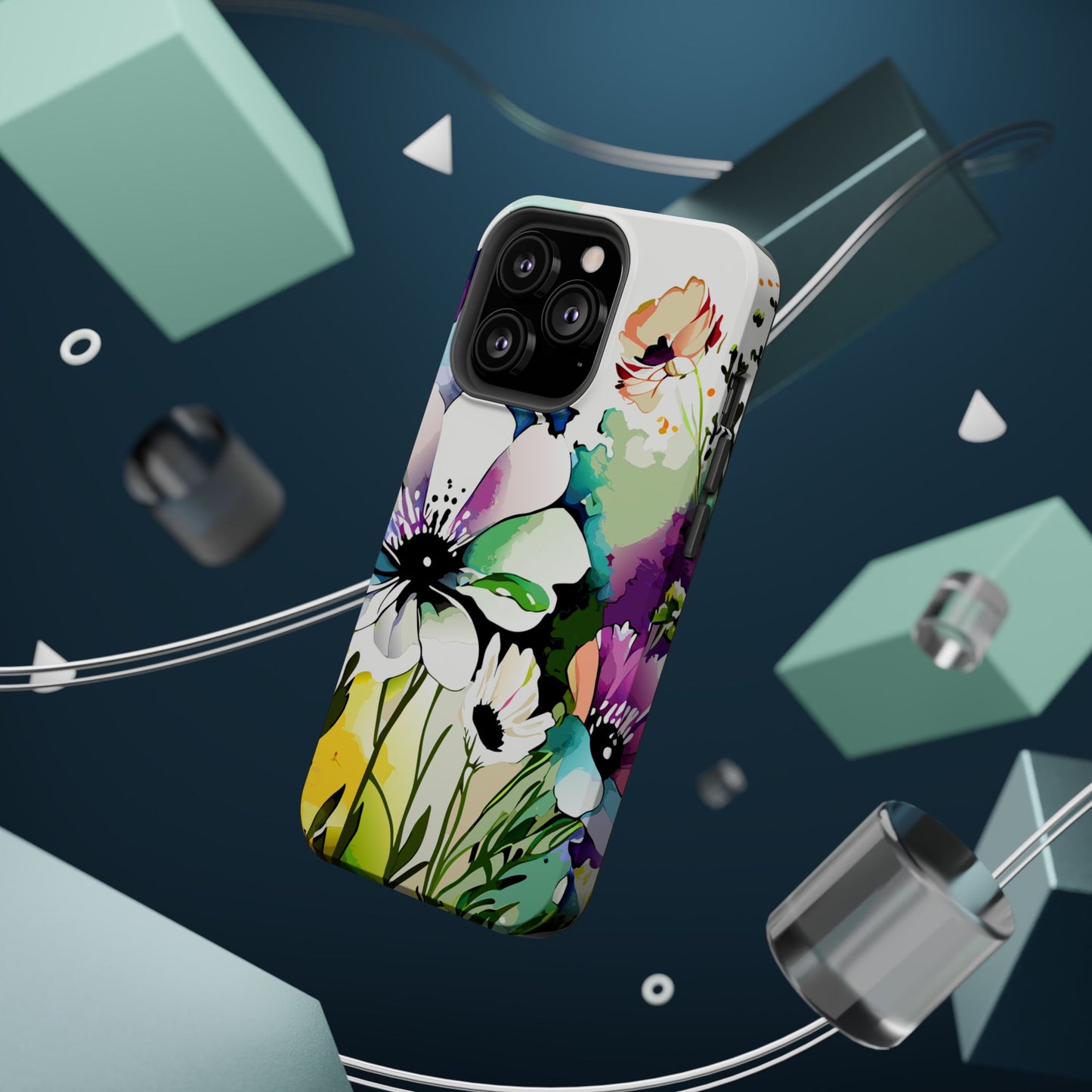 Floral Watercolor Magnetic Phone Case — Impact‑Resistant Protective Cover