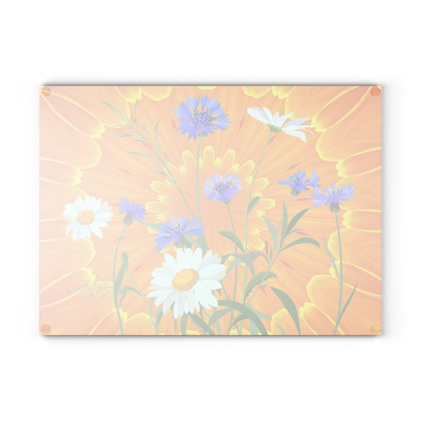 Glass Cutting Board — Bright Sunflower & Wildflower Kitchen Cutting Board
