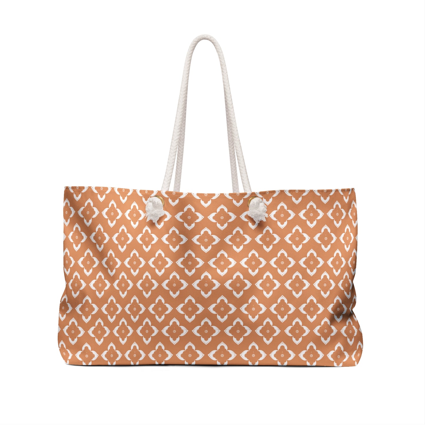 Ikat Tile Weekend Bag – Rust Orange Patterned Weekender Tote
