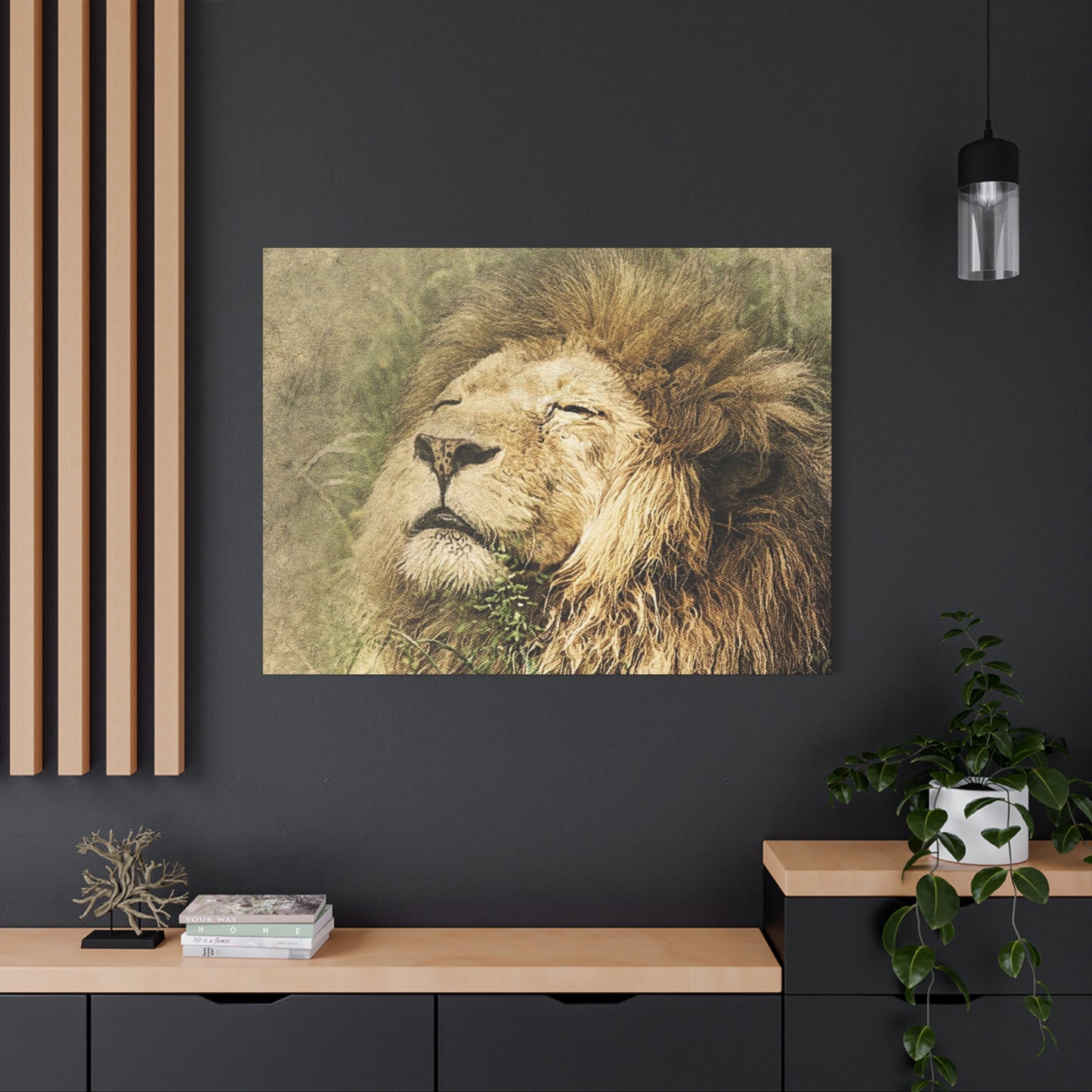 Lion Portrait Matte Canvas Print — Stretched 1.25" Wall Art