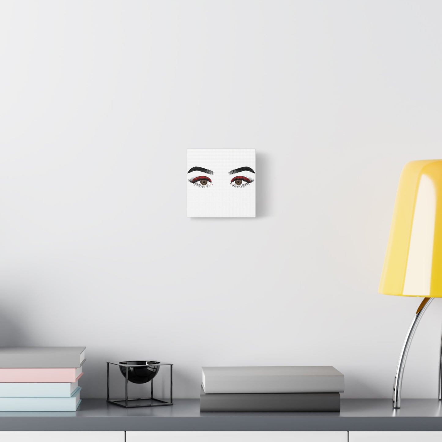 Red Lashes Wall Art Canvas — Glam Eyes Makeup Decor