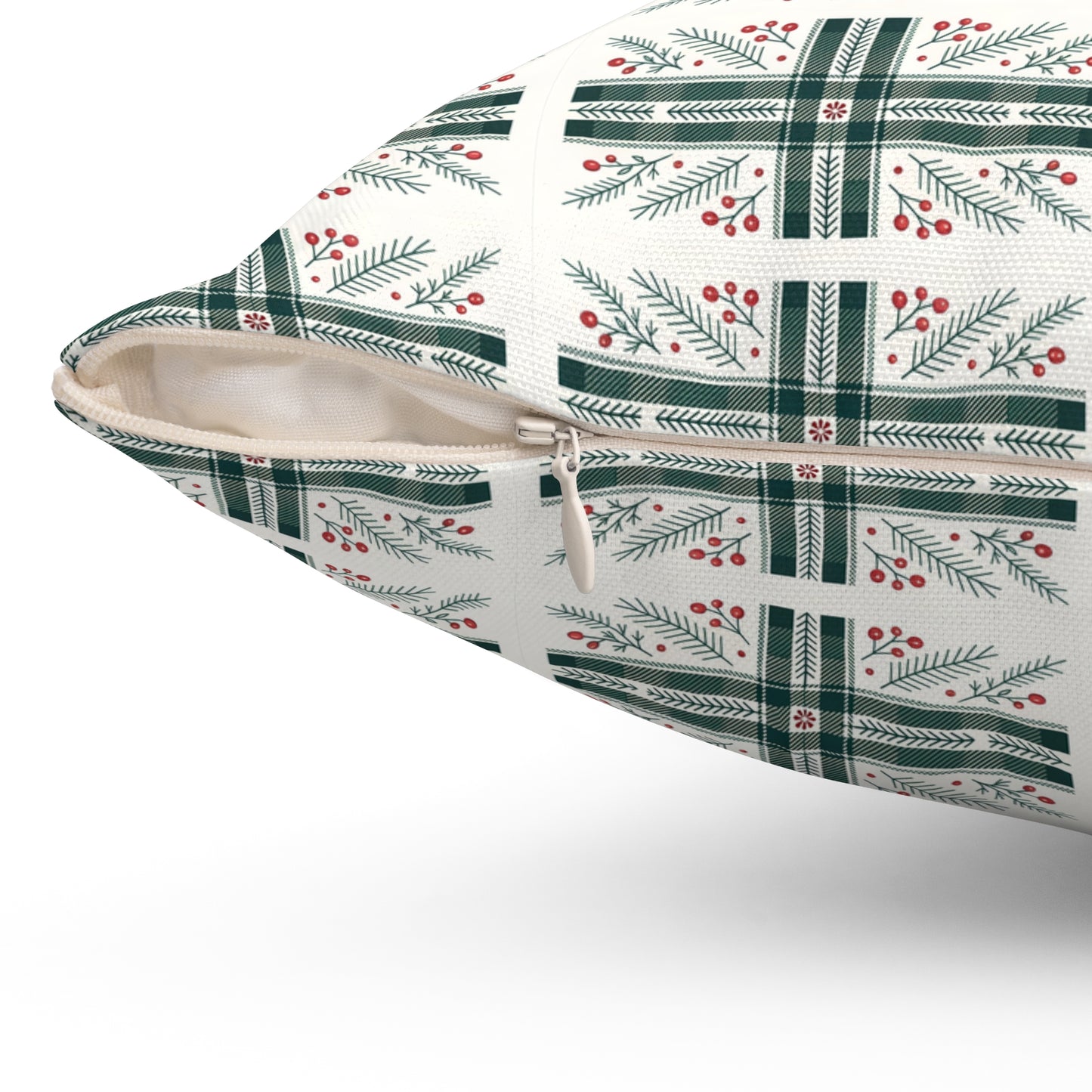 Holiday Plaid Pine & Berry Decorative Pillow