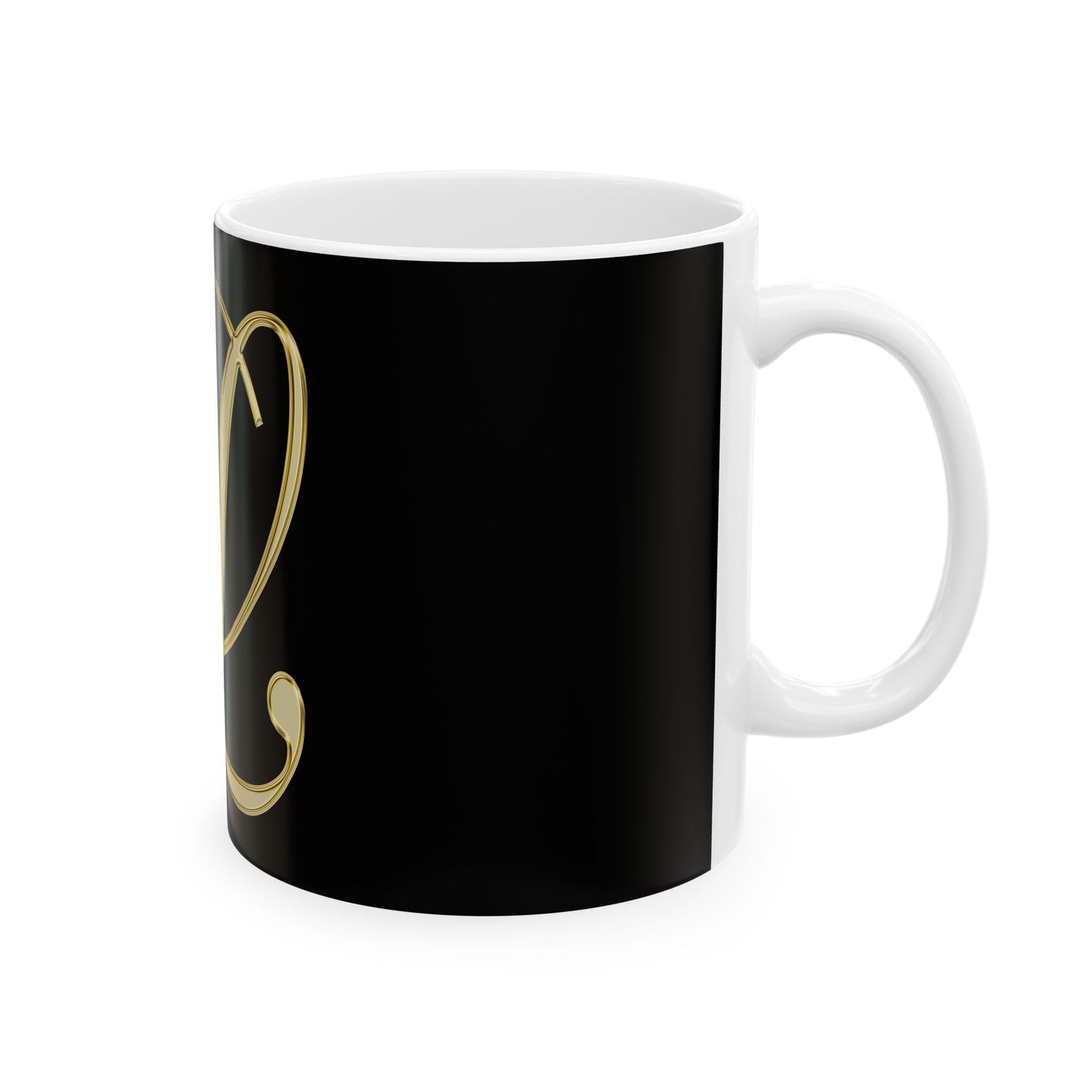 Monogram L Gold Letter Ceramic Mug — Elegant Black & Gold Initial Coffee Cup (11oz, 15oz)