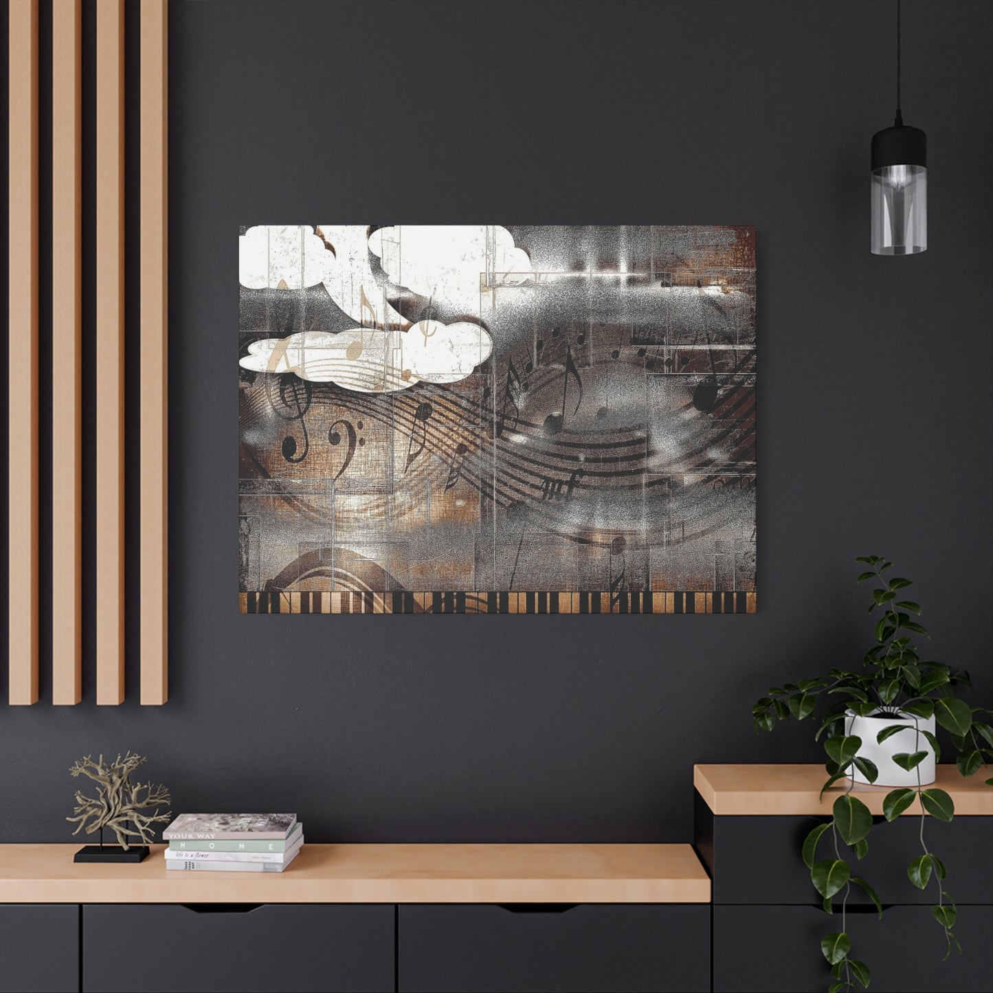 Abstract Musical Notes Matte Stretched Canvas Art (1.25")