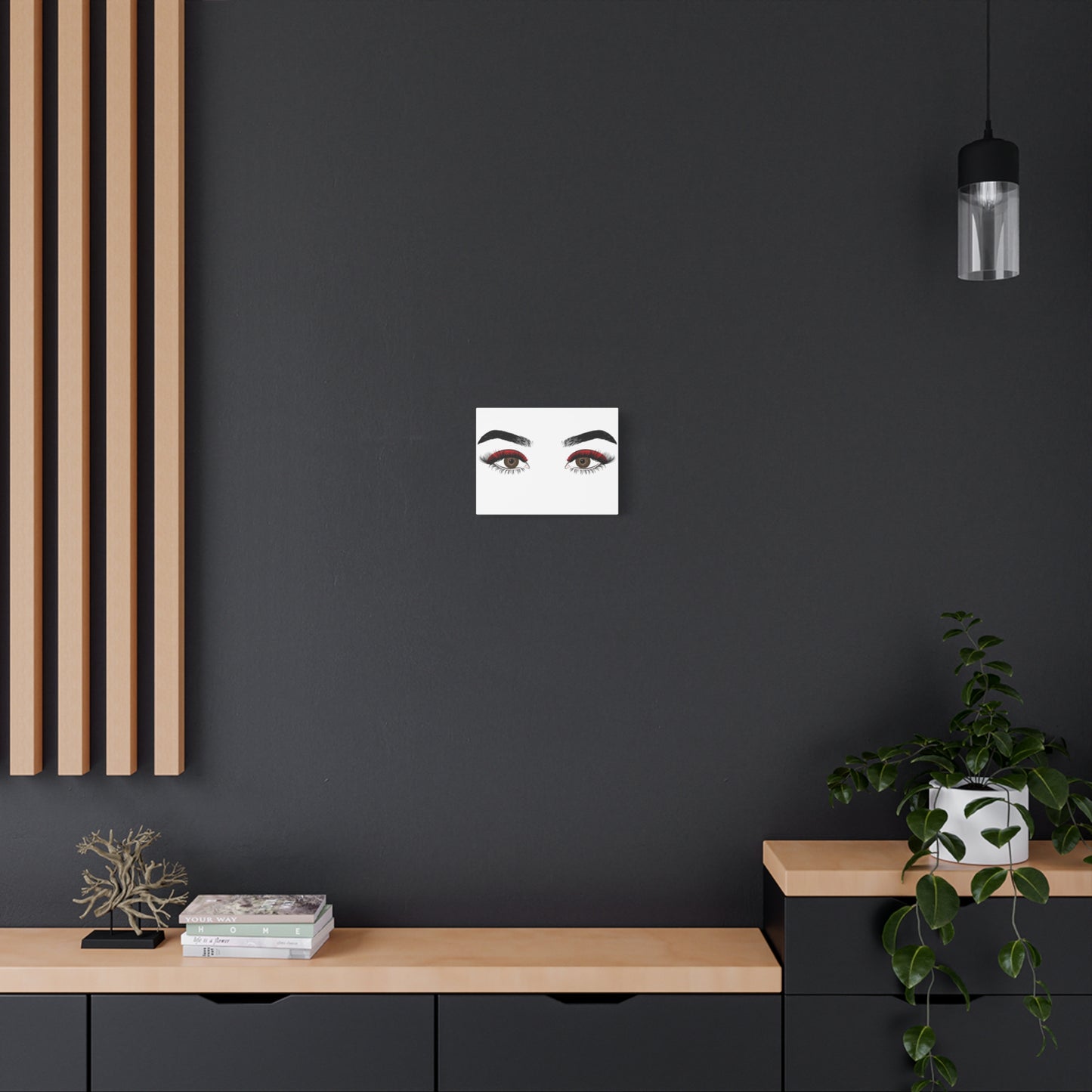 Red Lashes Wall Art Canvas — Glam Eyes Makeup Decor