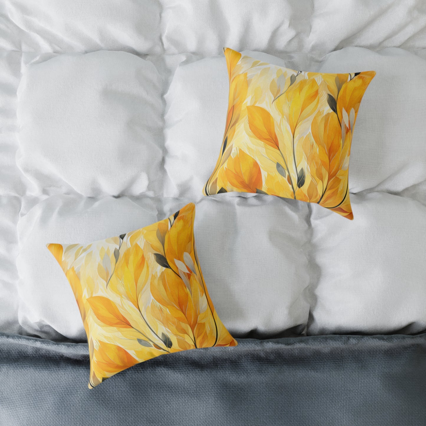 Bright Floral Square Pillow, Home Decor, Gift for Her, Yellow Throw Pillow, Cozy Living Room Accent