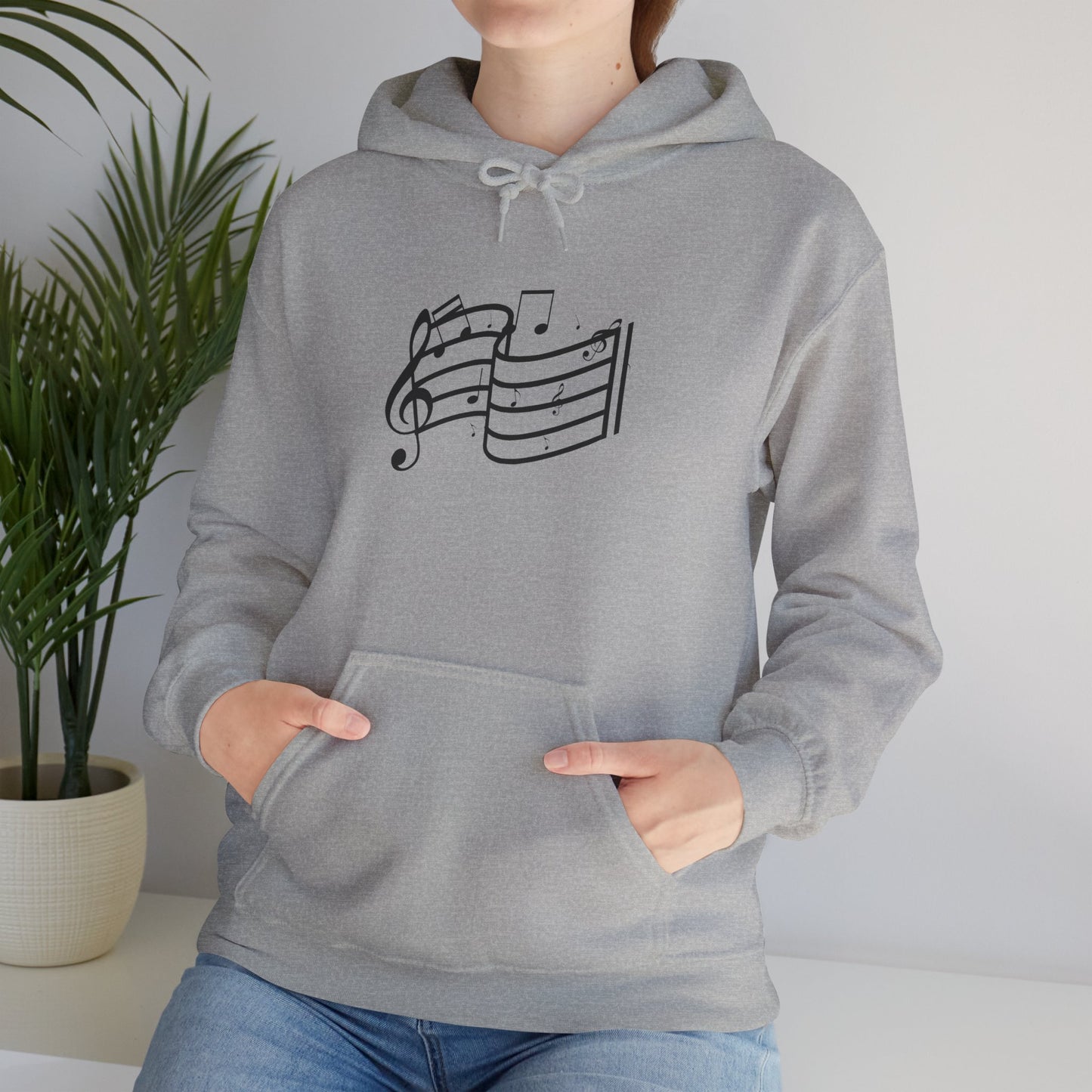 Music Notes Hoodie — Minimal Sheet Music Design