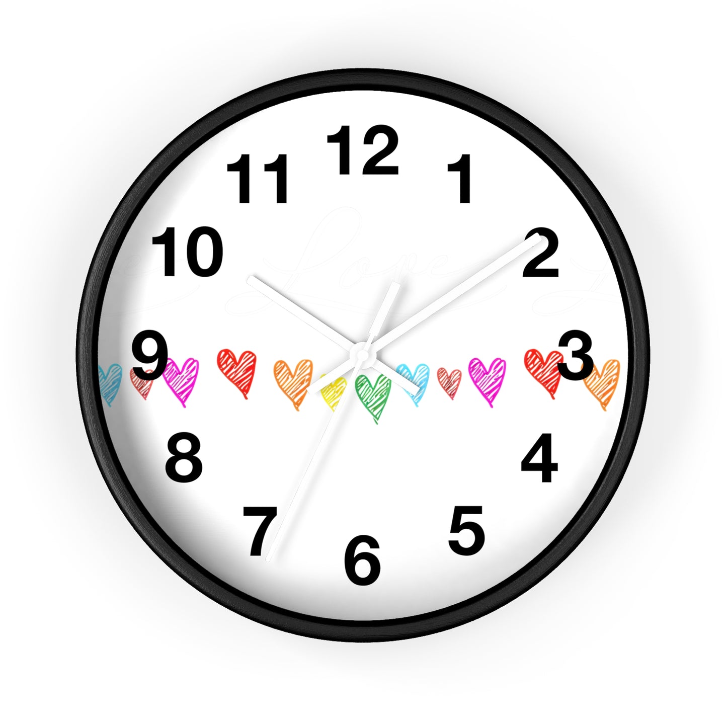 Rainbow Hand-Drawn Hearts Wall Clock | Colorful Heart Line Clock