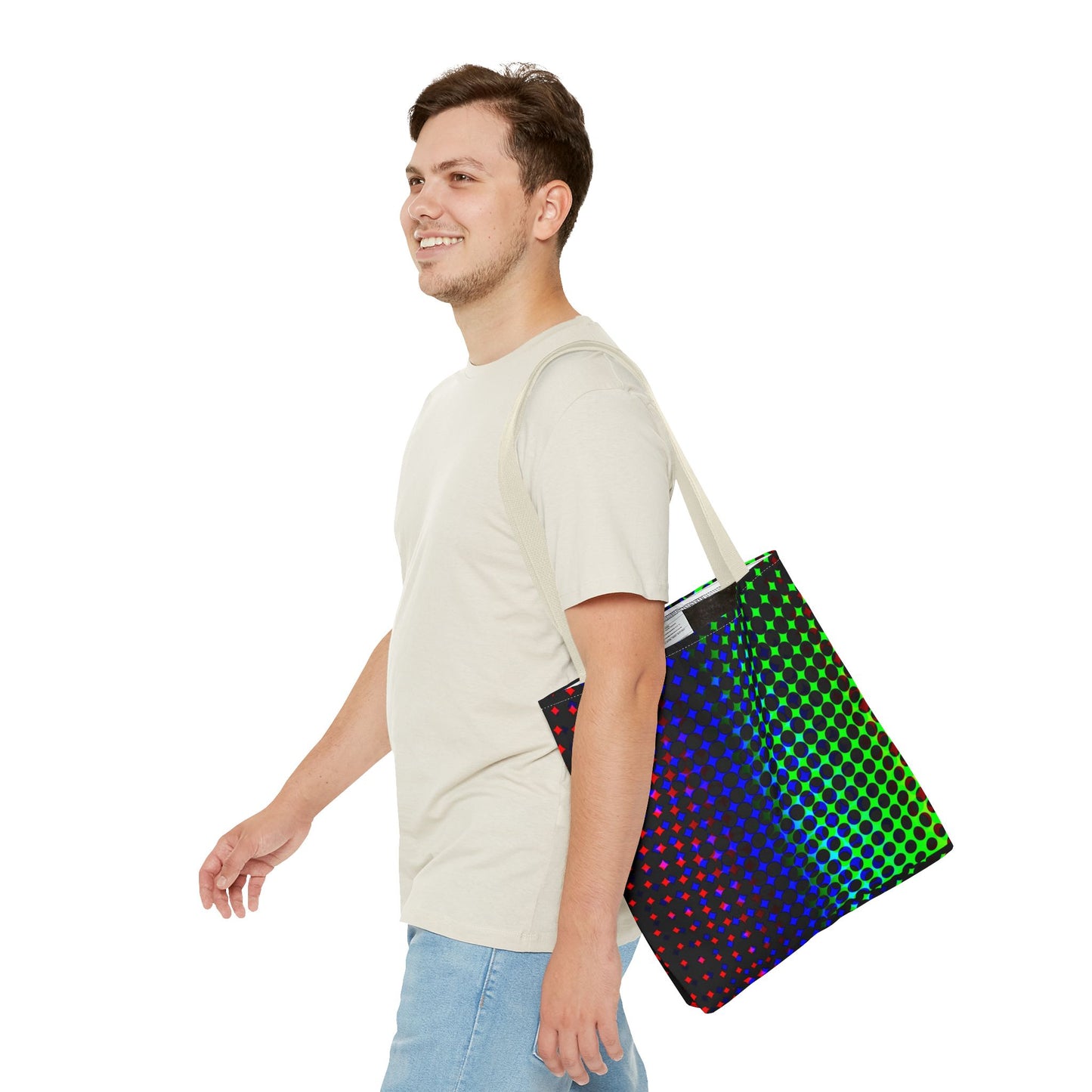 Vibrant Dot Print Tote Bag - Colorful Reusable Shopping Bag, Beach Tote