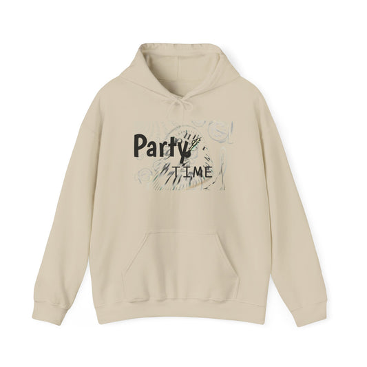 Party Time Unisex Hooded Sweatshirt, Fun Casualwear, Comfortable Gift, Perfect for Celebrations, Party-Outfit Essential