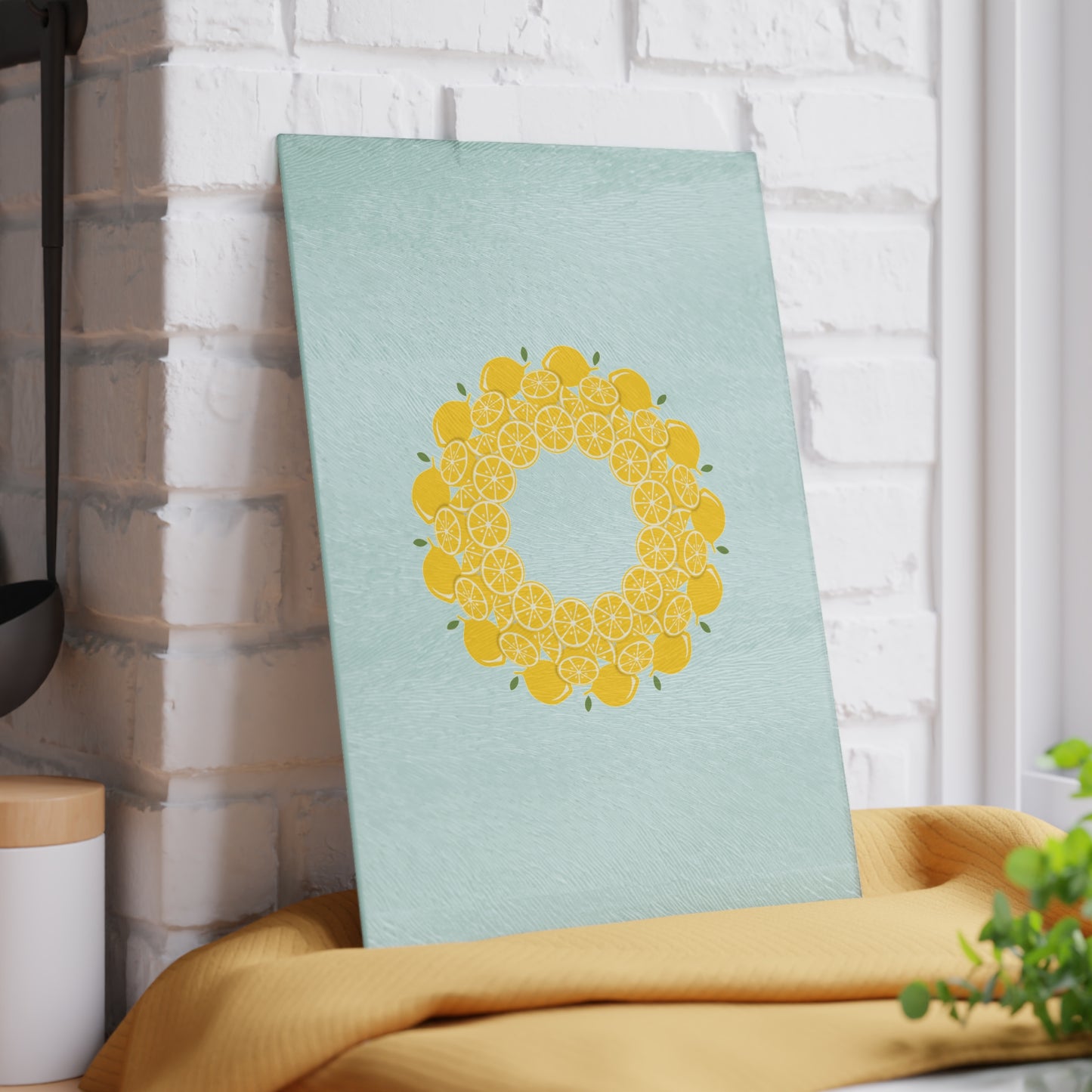 Lemon-Themed Glass Cutting Board | Kitchen Decor, Gift for Chefs, Foodie Present, Summer Cooking, Home & Garden