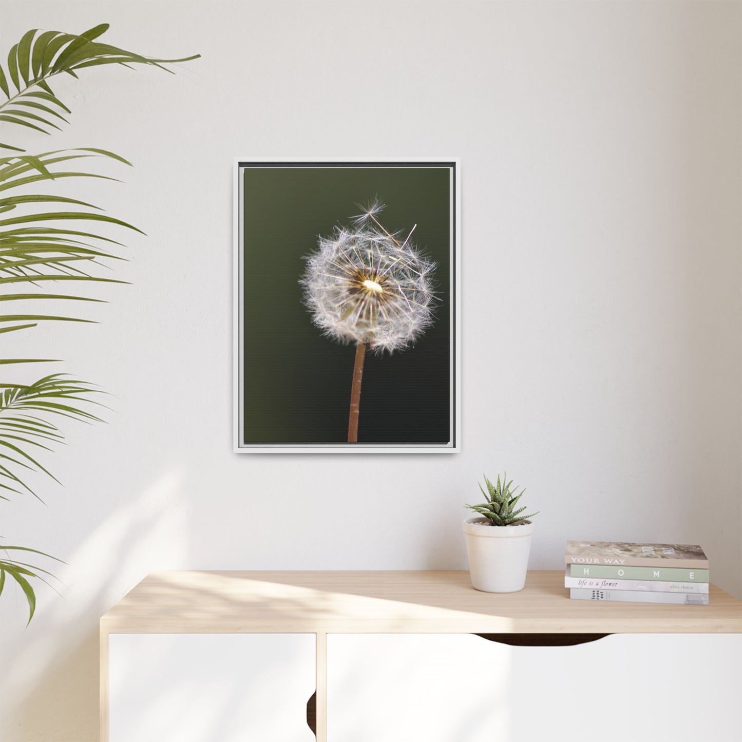 Framed Dandelion Canvas Print — Matte Botanical Wall Art