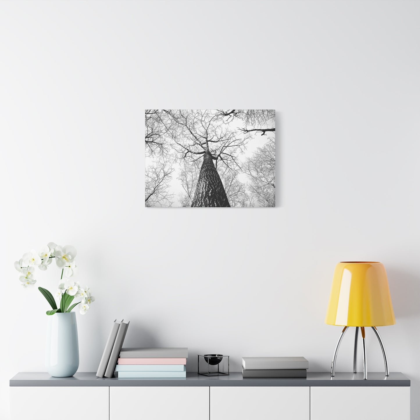Black & White Tree Canopy Matte Canvas Wall Art — Upward Forest Photography