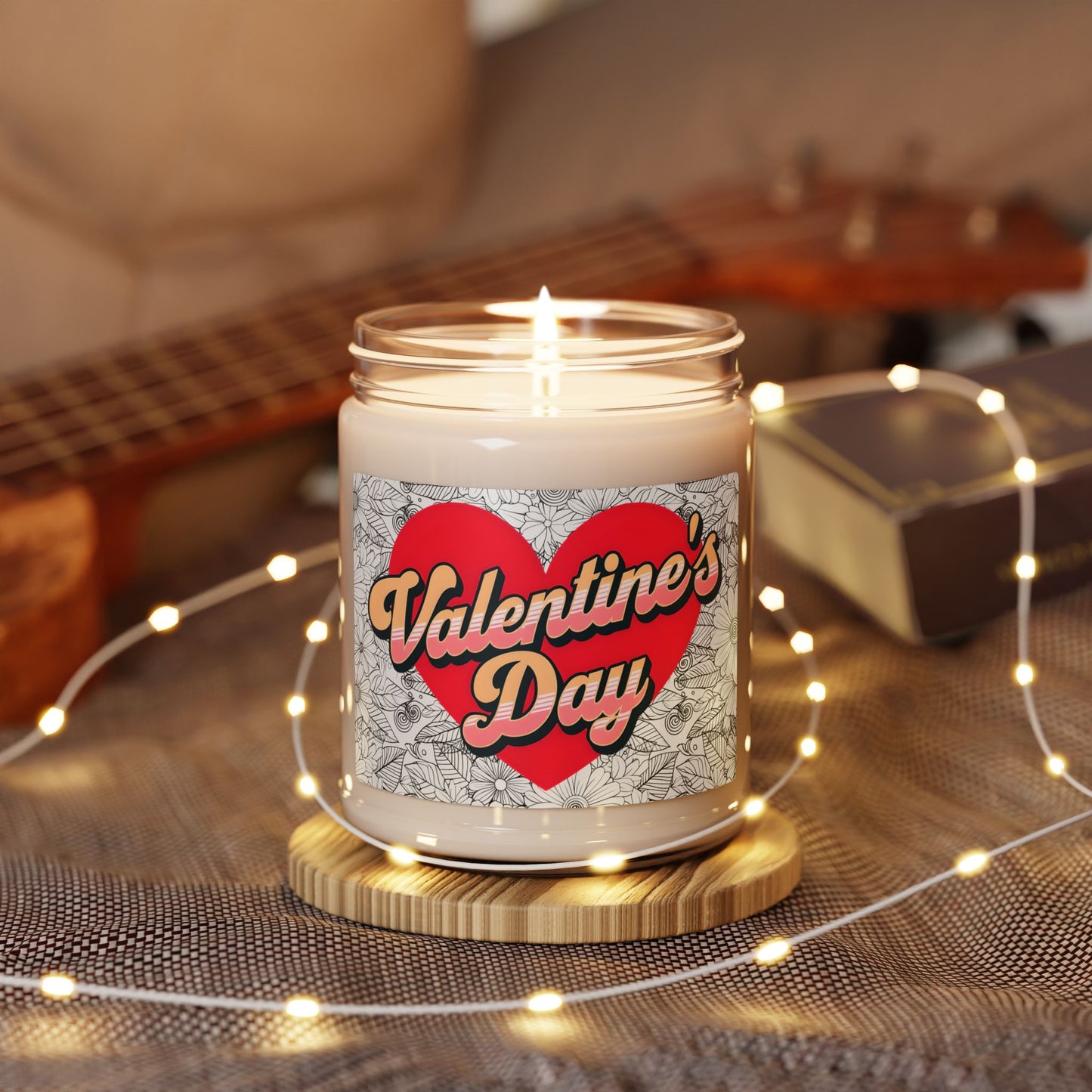 Valentine's Day Soy Candle – 9oz Scented Jar (Romantic Floral Heart)
