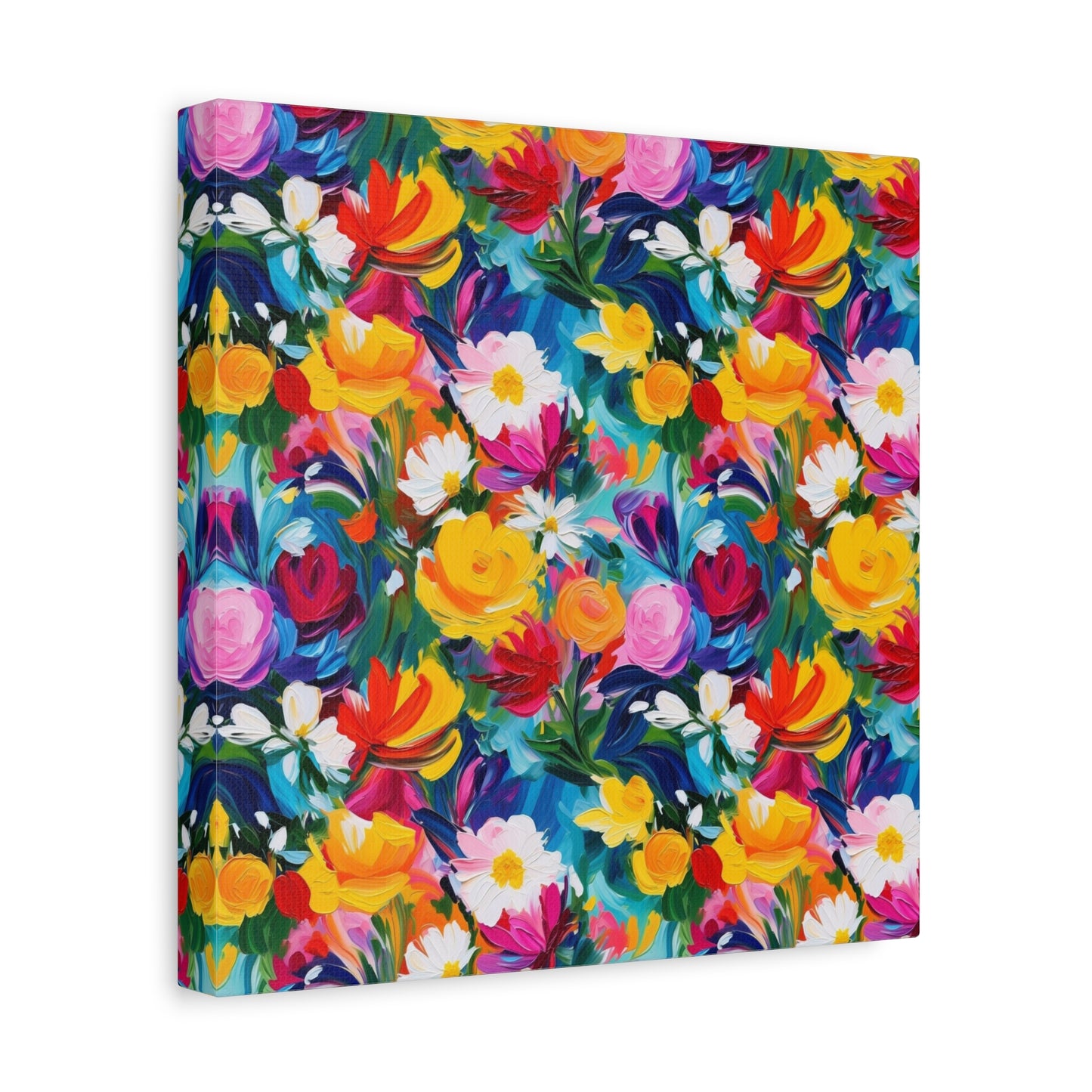 Vibrant Floral Matte Canvas Wall Art — Colorful Garden Print, Stretched 1.25"