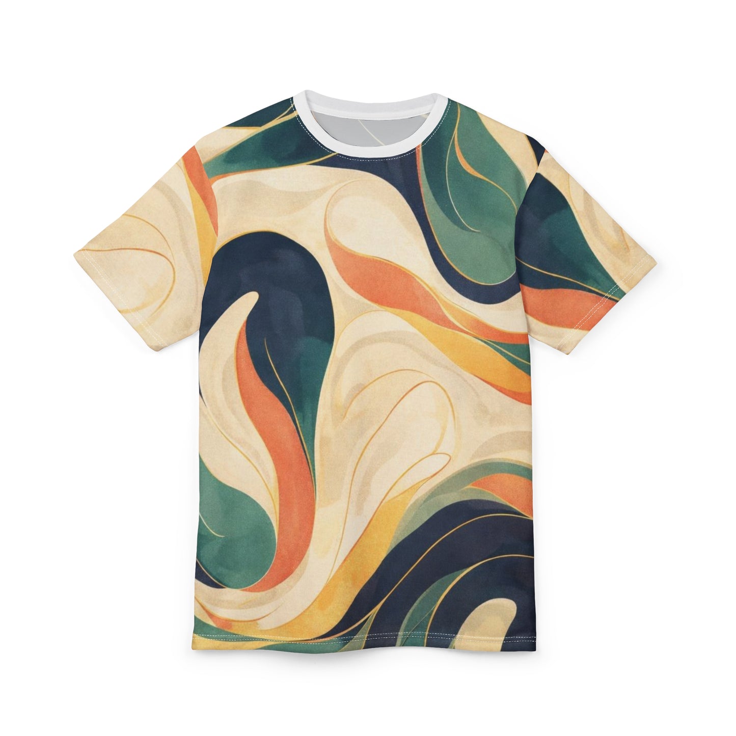 Abstract Retro Swirl T‑Shirt — All‑Over Print Colorful Art Tee