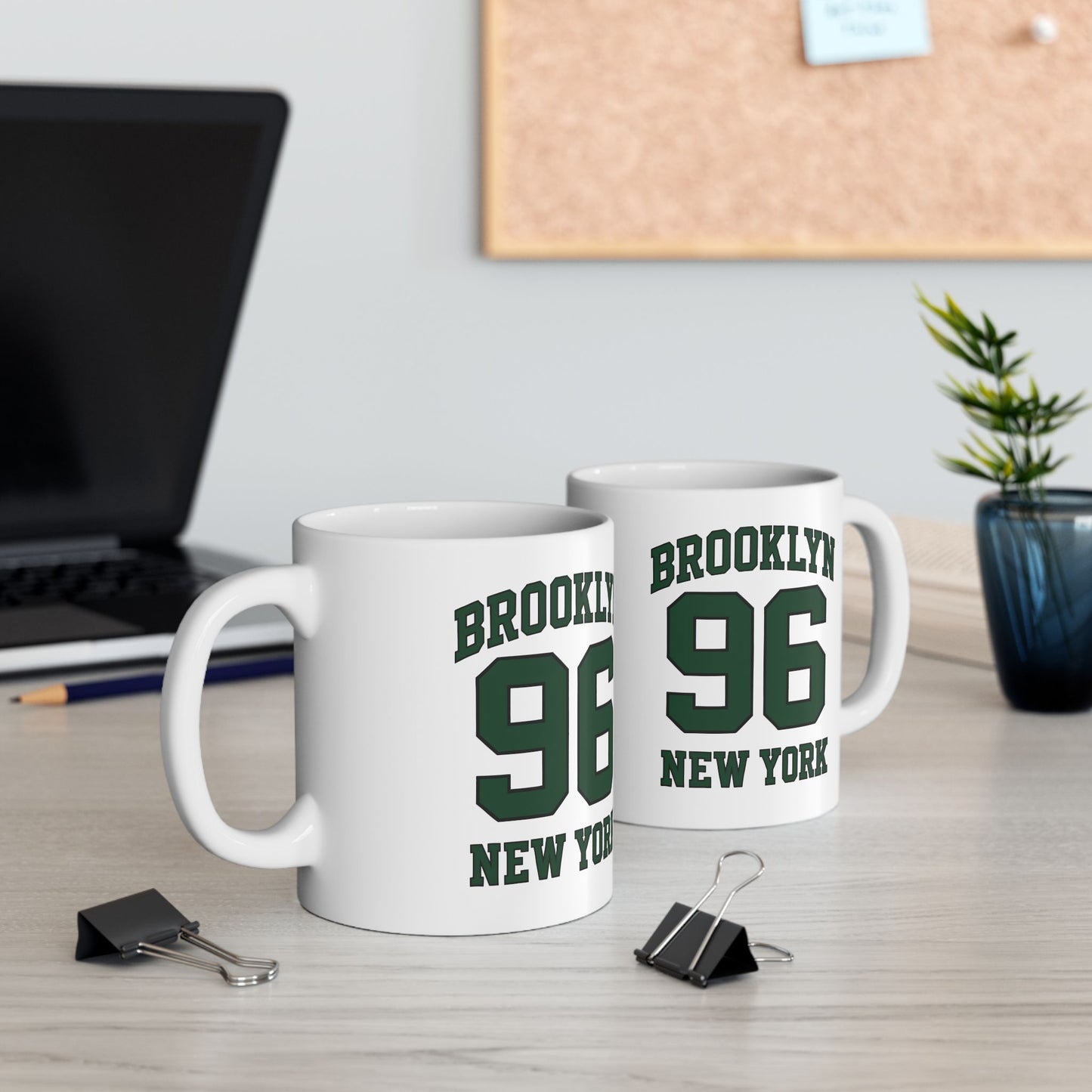 Brooklyn 96 New York Ceramic Mug — Retro Varsity Number Coffee Cup
