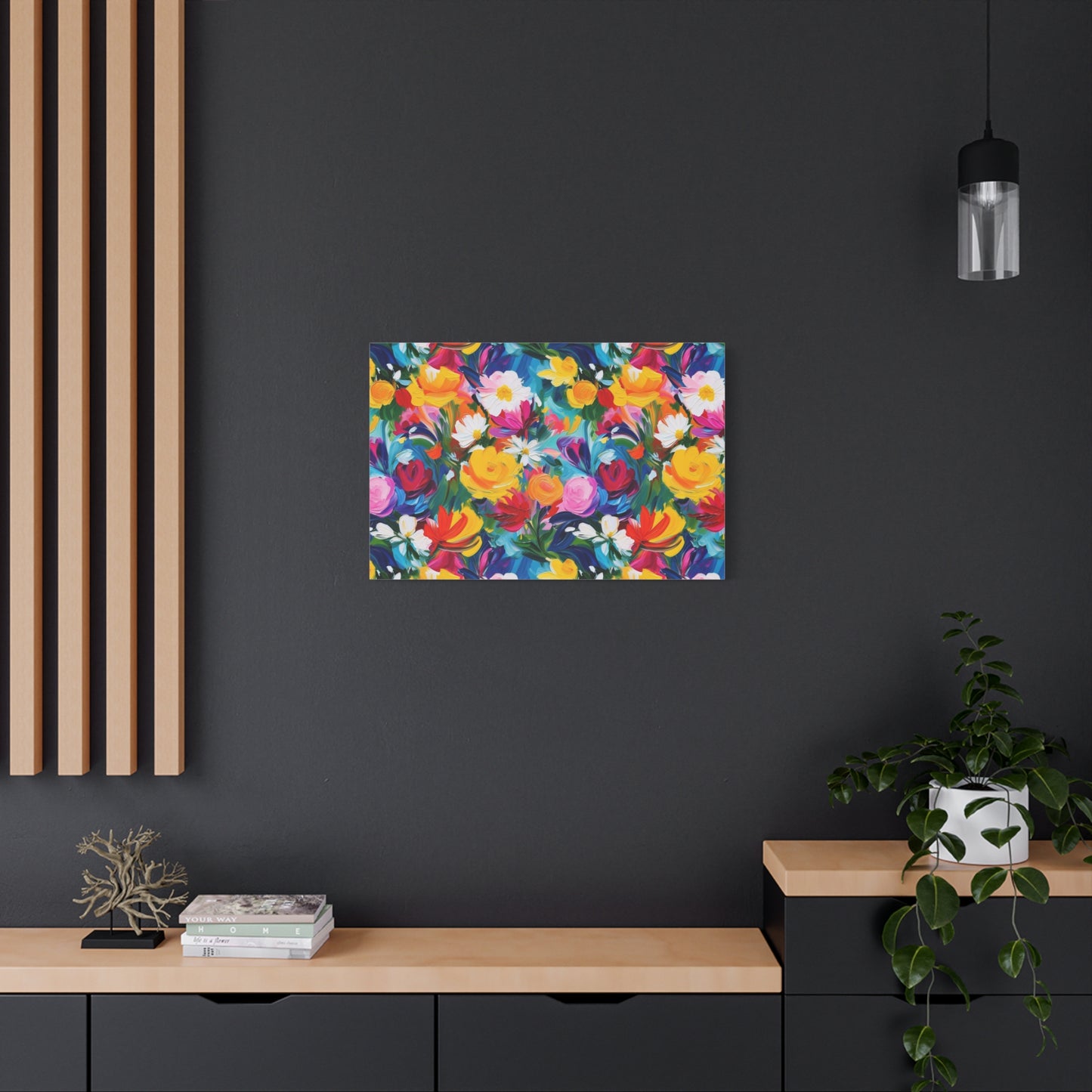 Vibrant Floral Matte Canvas Wall Art — Colorful Garden Print, Stretched 1.25"