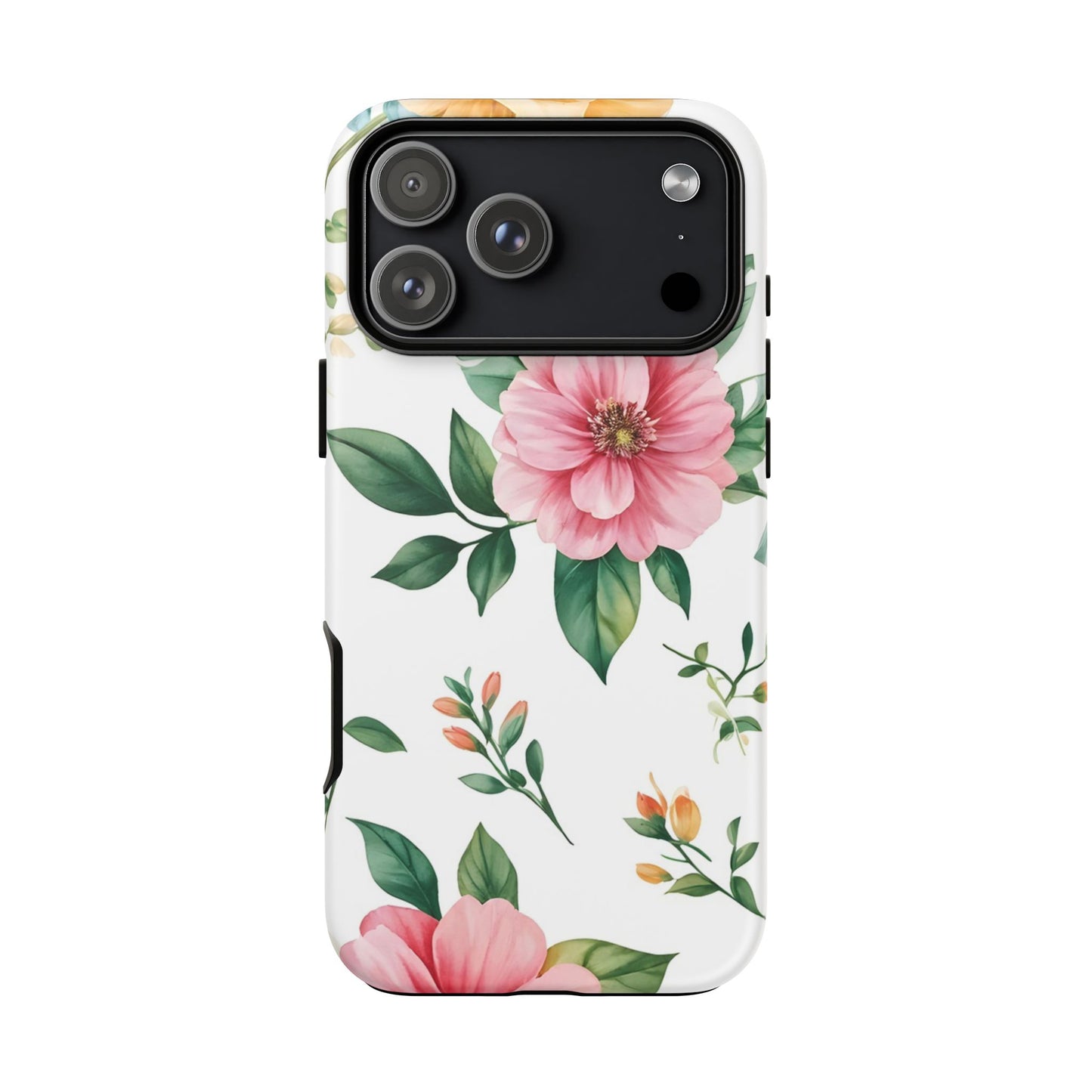 Floral Tough Phone Case — Pink Peony Protective Phone Cover