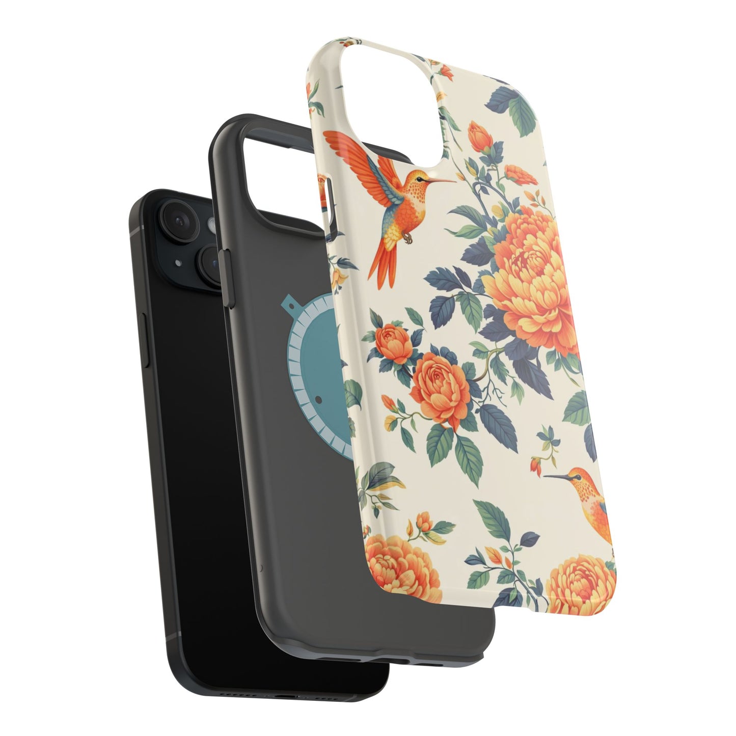 Floral Hummingbird Magnetic Phone Case — Impact-Resistant Protective Cover