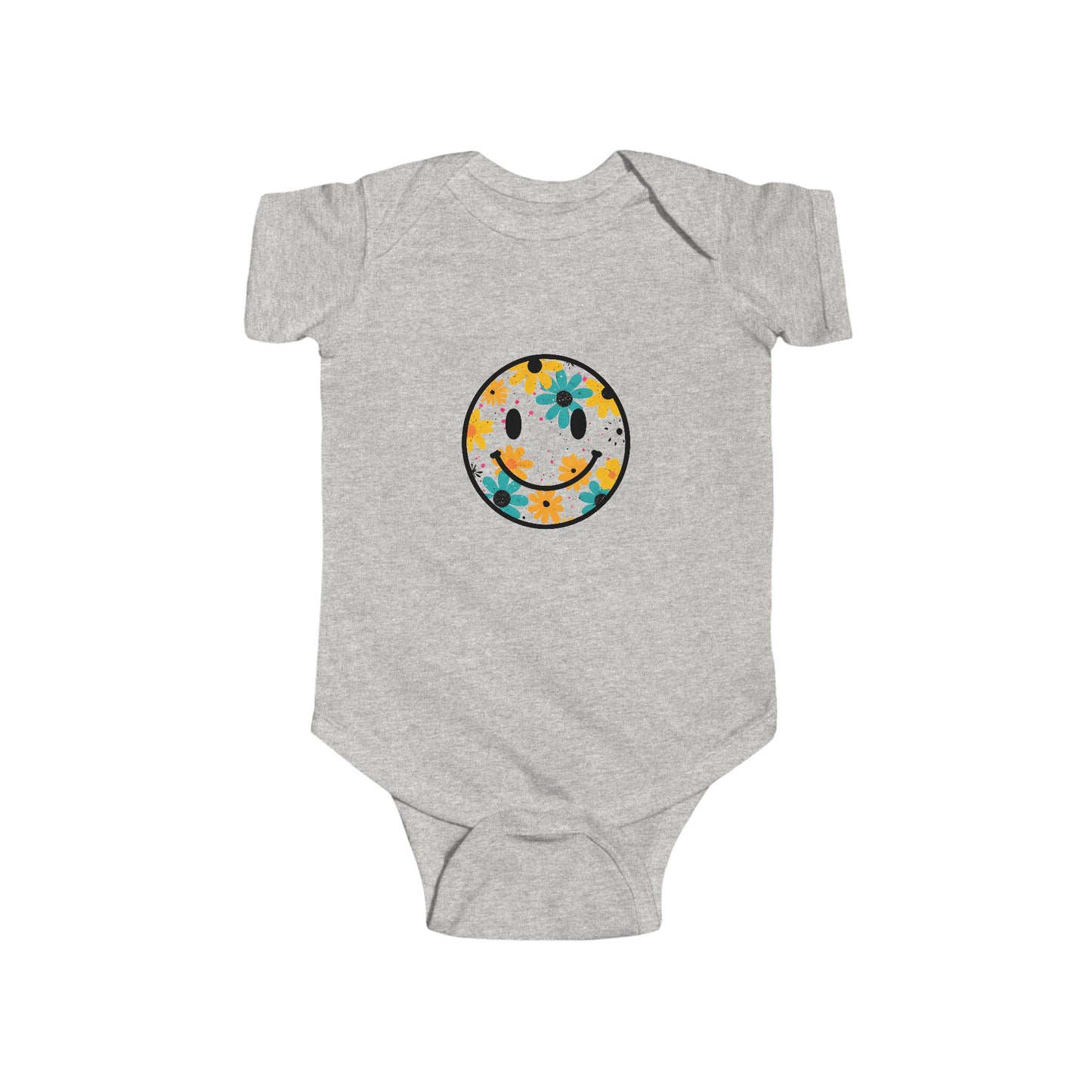 Floral Smile Baby Bodysuit — Cute Flower Smiley Infant Onesie