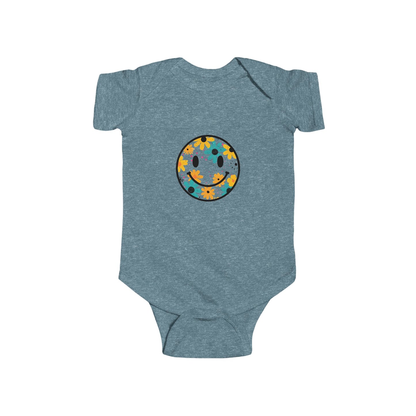 Floral Smile Baby Bodysuit — Cute Flower Smiley Infant Onesie
